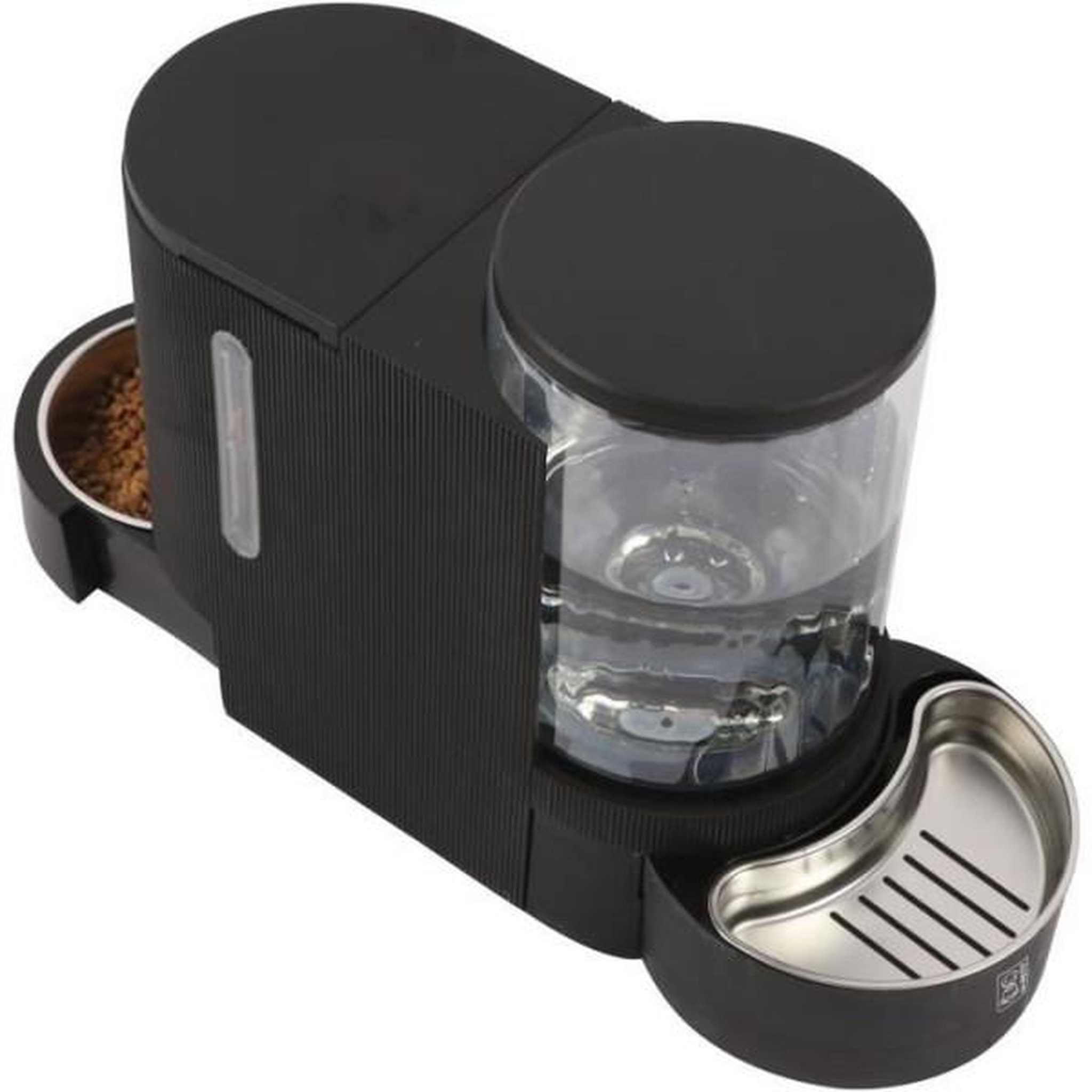 Voir la diapositive 2 : M PETS Distributeur de croquettes et d'eau M.PETS DUPLO 1,3kg/3L - 40x16.2x29.1 cm - Noir