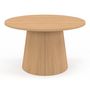 Voir la diapositive 3 : ID MARKET Table basse ronde ANGELE 70 cm pied central bois effet hêtre