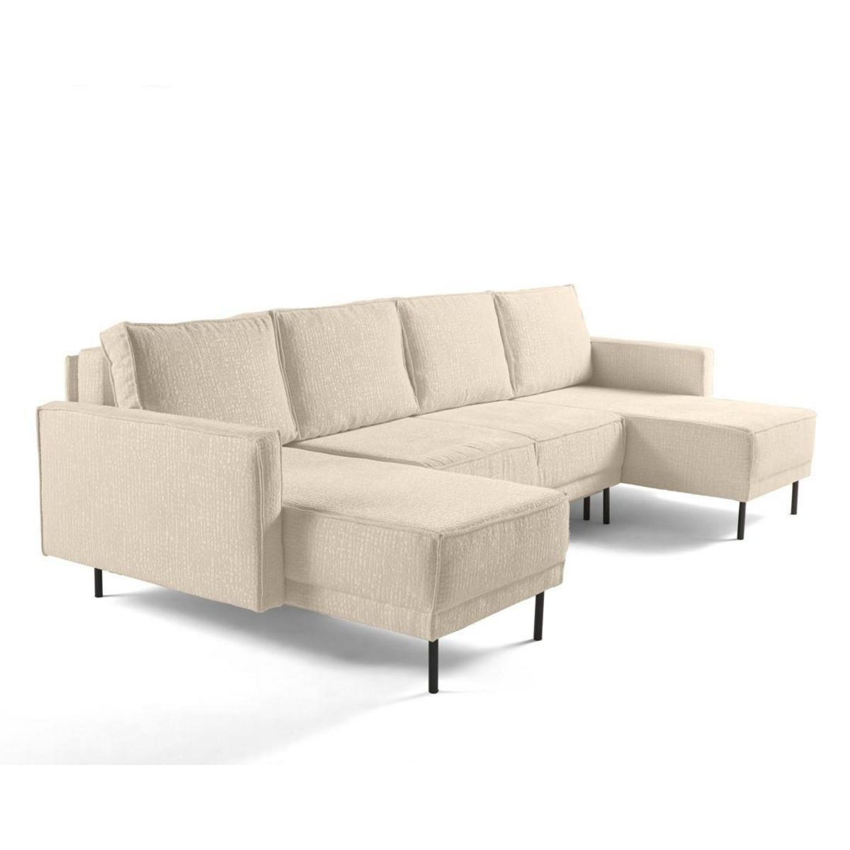 LISA DESIGN Charlie - canapé panoramique en u 7 places - convertible avec coffre - en tissu velours relief