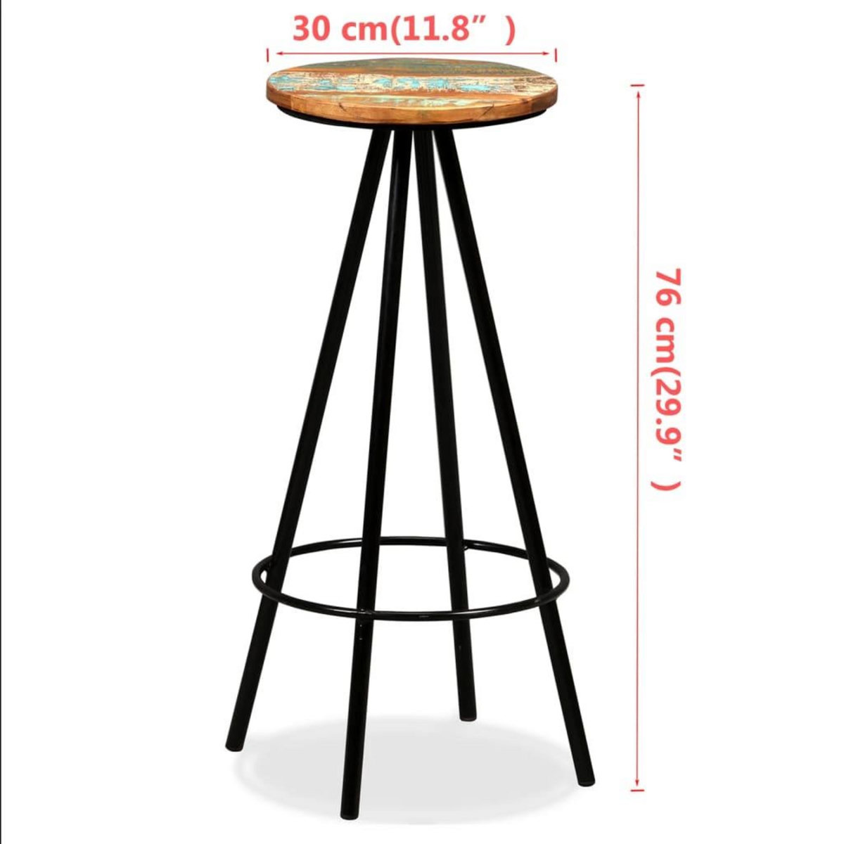 VIDAXL Tabourets de bar lot de 4 bois massif de recuperation