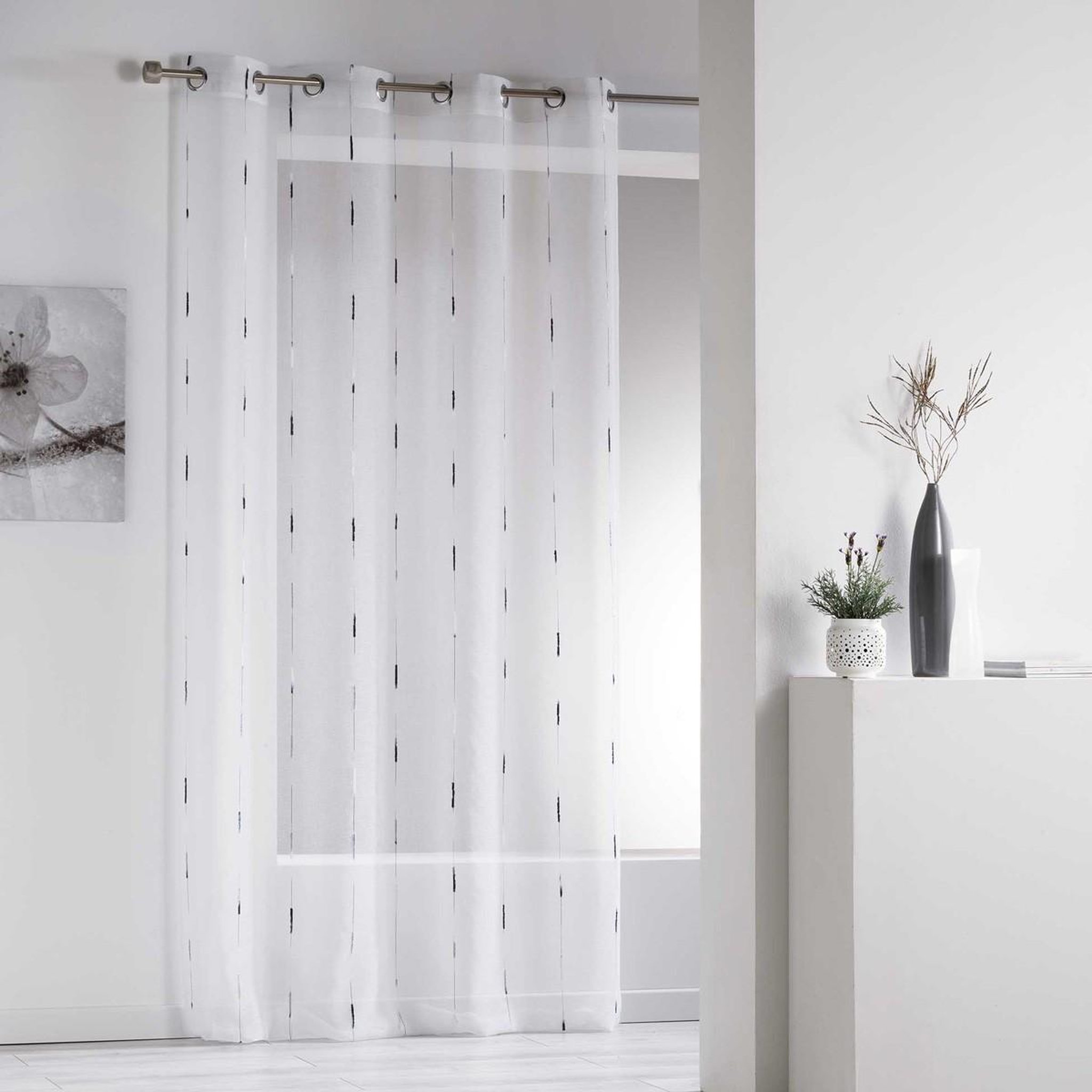 Douceur d'Intérieur Rideau voilage  chenilla  140x260cm gris