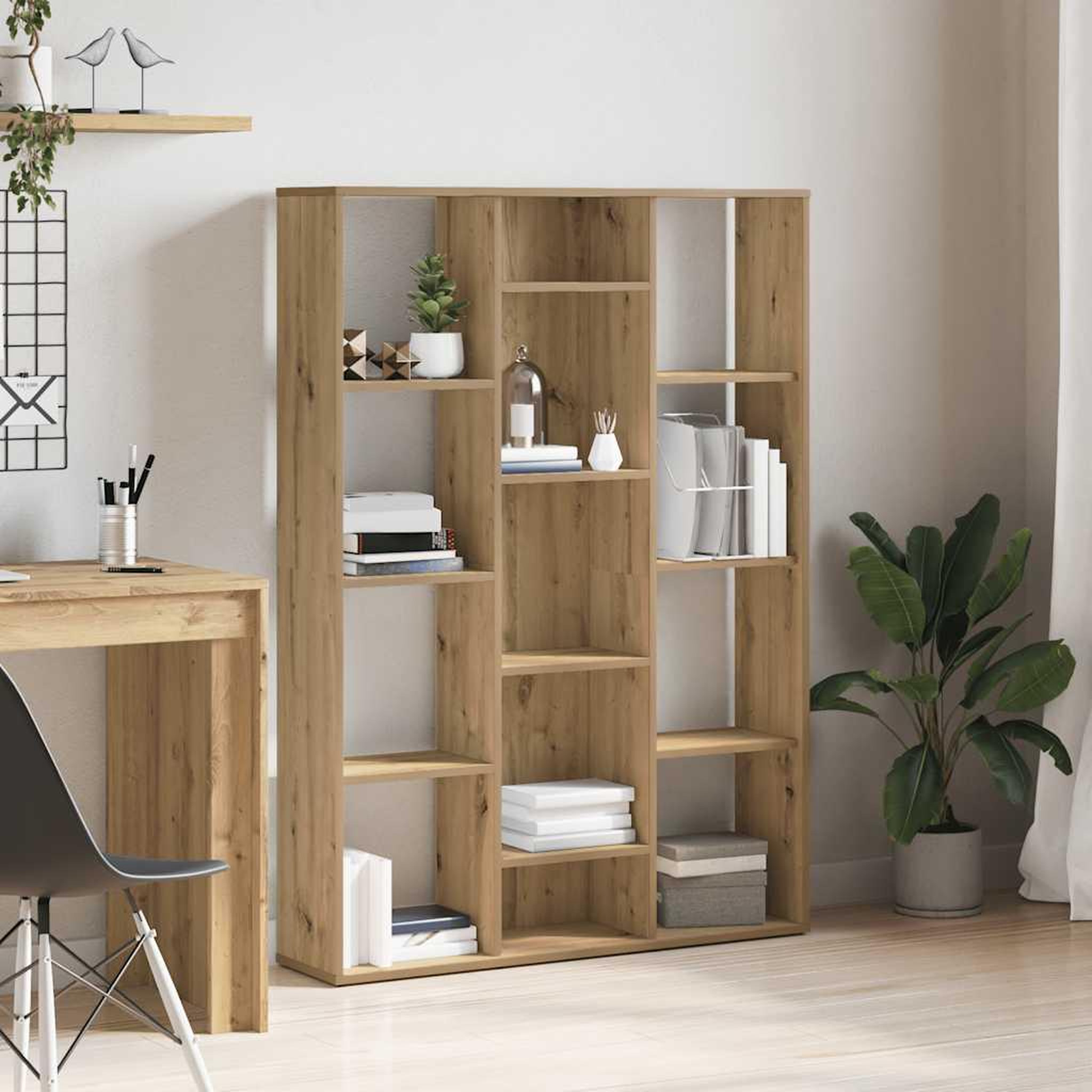 Voir la diapositive 3 : VIDAXL Separateur de piece/Bibliotheque chene artisanal 100x24x140 cm