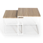 Voir la diapositive 1 : ID MARKET Lot de 2 tables basses gigognes DETROIT 40/45 design industriel bois et métal blanc
