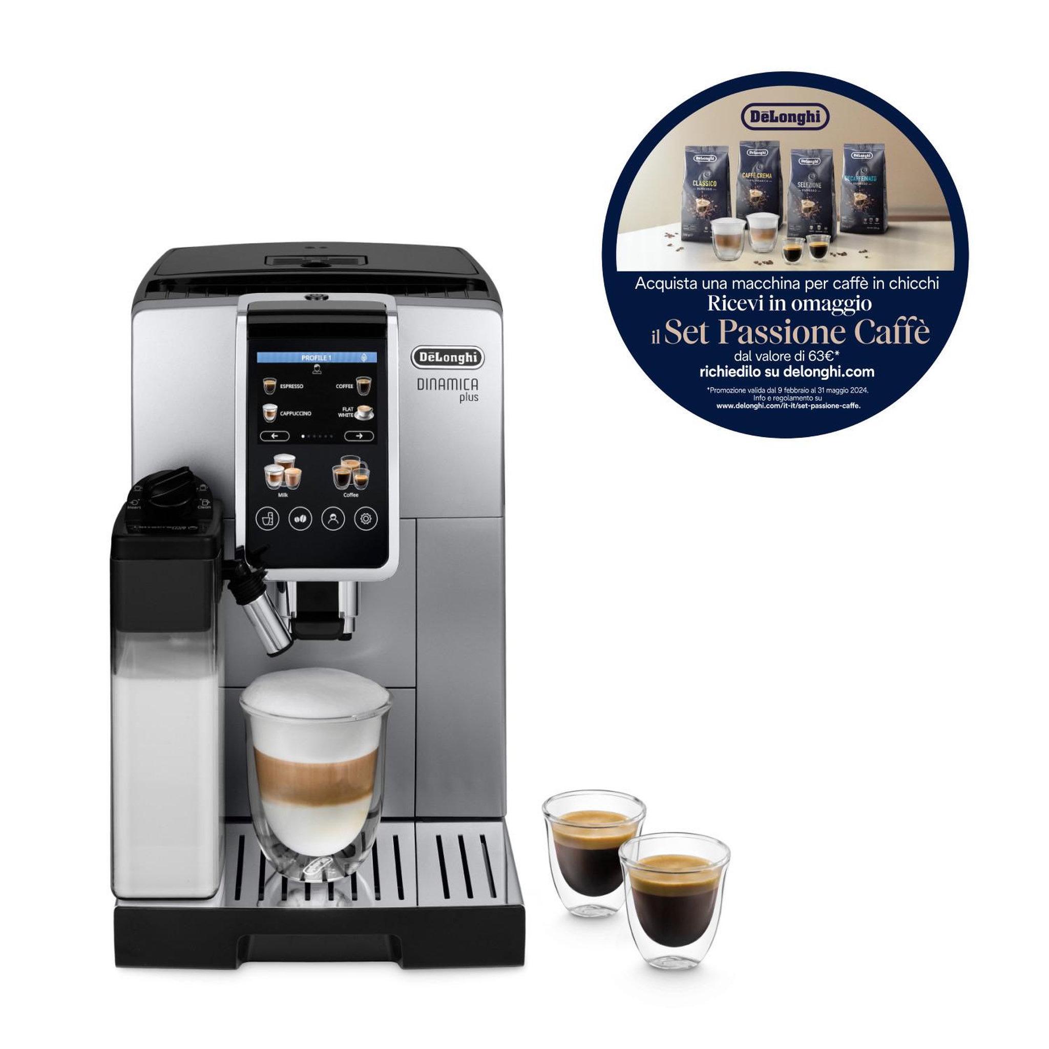 Voir la diapositive 3 : DELONGHI DeLonghi Coffeemachine ECAM 380 85 SB Delonghi85 Delonghi 85 Dinamica Plus silver black (ECAM 380.85.SB)