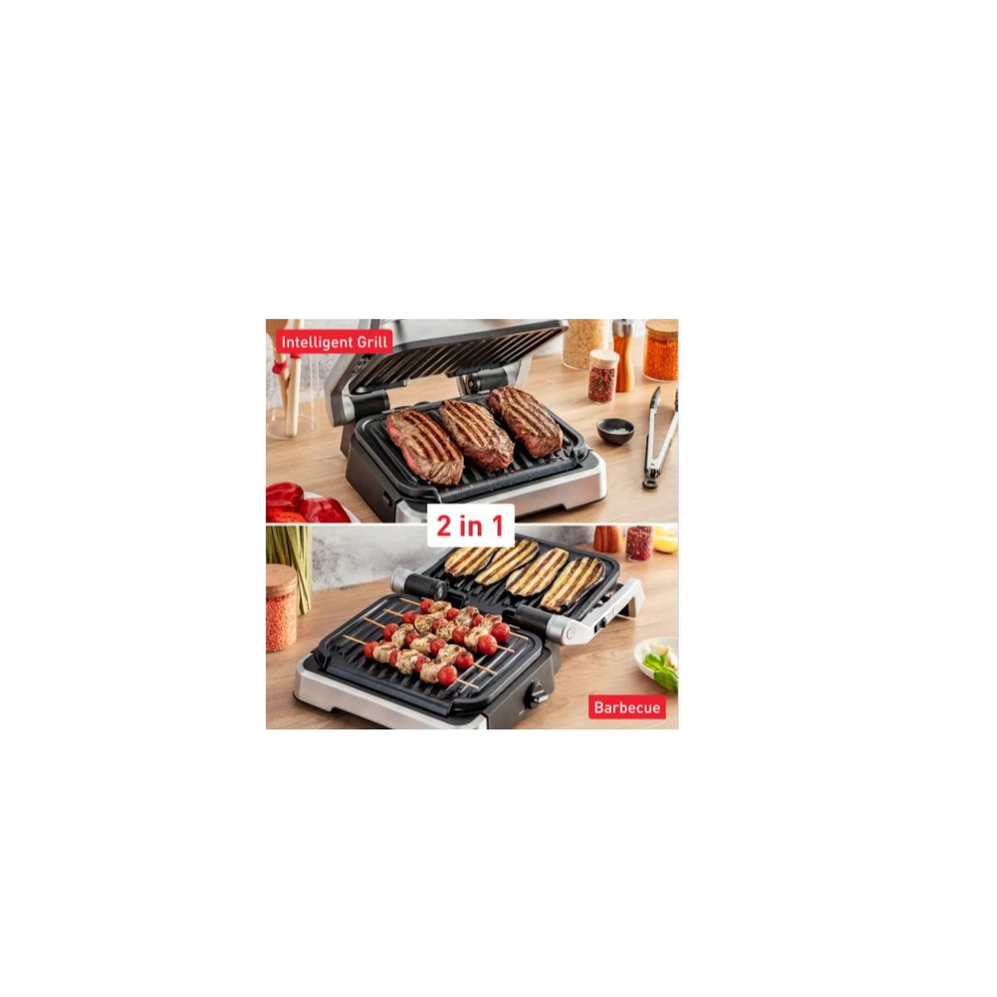 Voir la diapositive 5 : TEFAL Grill viande 2100w acier inoxydable - GC772D10