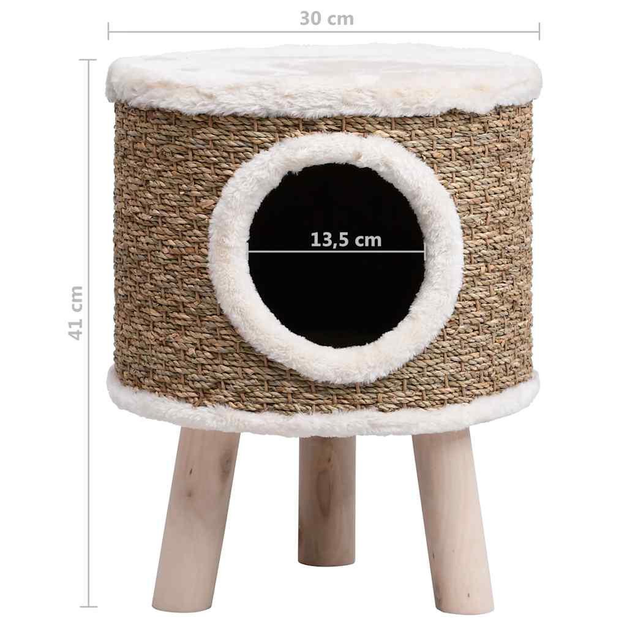 Voir la diapositive 6 : VIDAXL Maison pour chat avec pieds en bois 41 cm herbiers marins