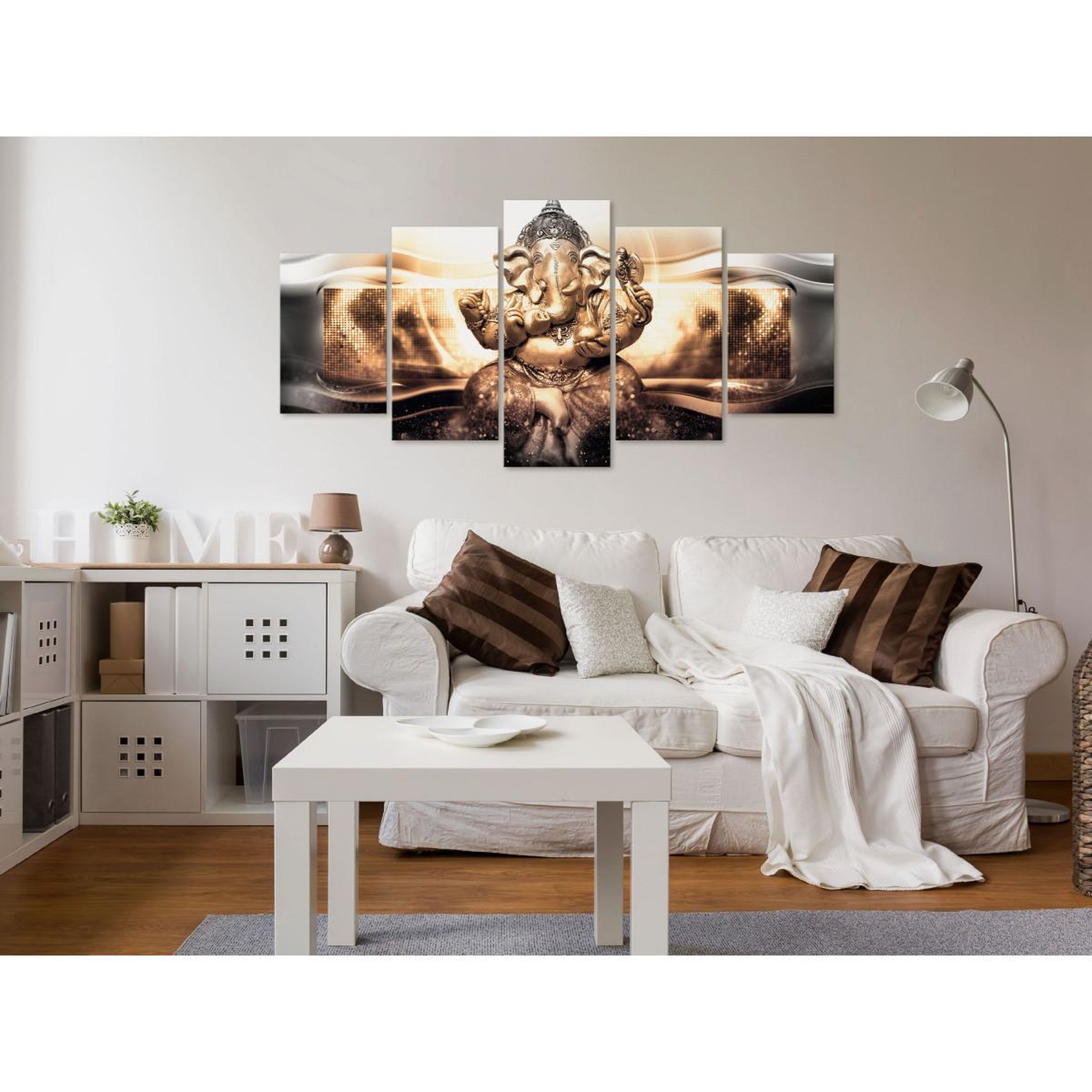 Voir la diapositive 2 : Paris Prix Tableau 5 Panneaux  Buddha Style Golden Wide