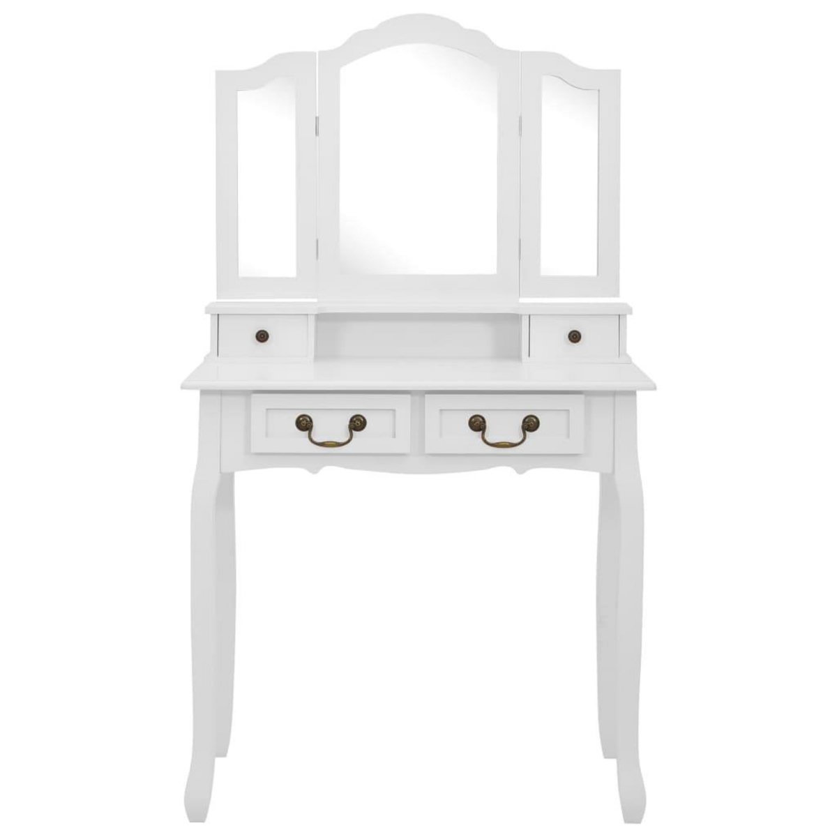VIDAXL Ensemble de coiffeuse avec tabouret Blanc 80x69x141cm Paulownia