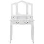 Voir la diapositive 3 : VIDAXL Ensemble de coiffeuse avec tabouret Blanc 80x69x141cm Paulownia