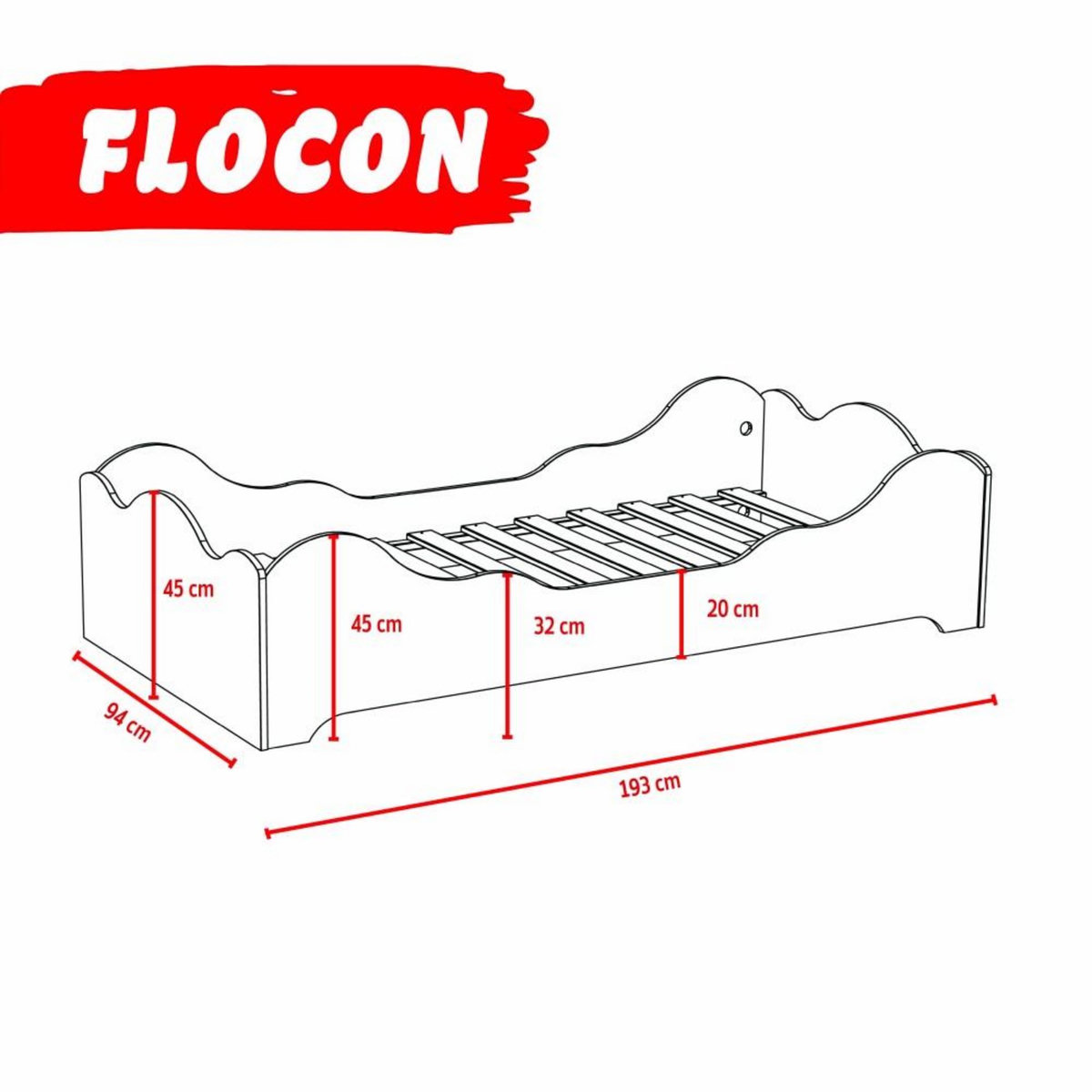 Lit enfant 90x190cm avec sommier COTON