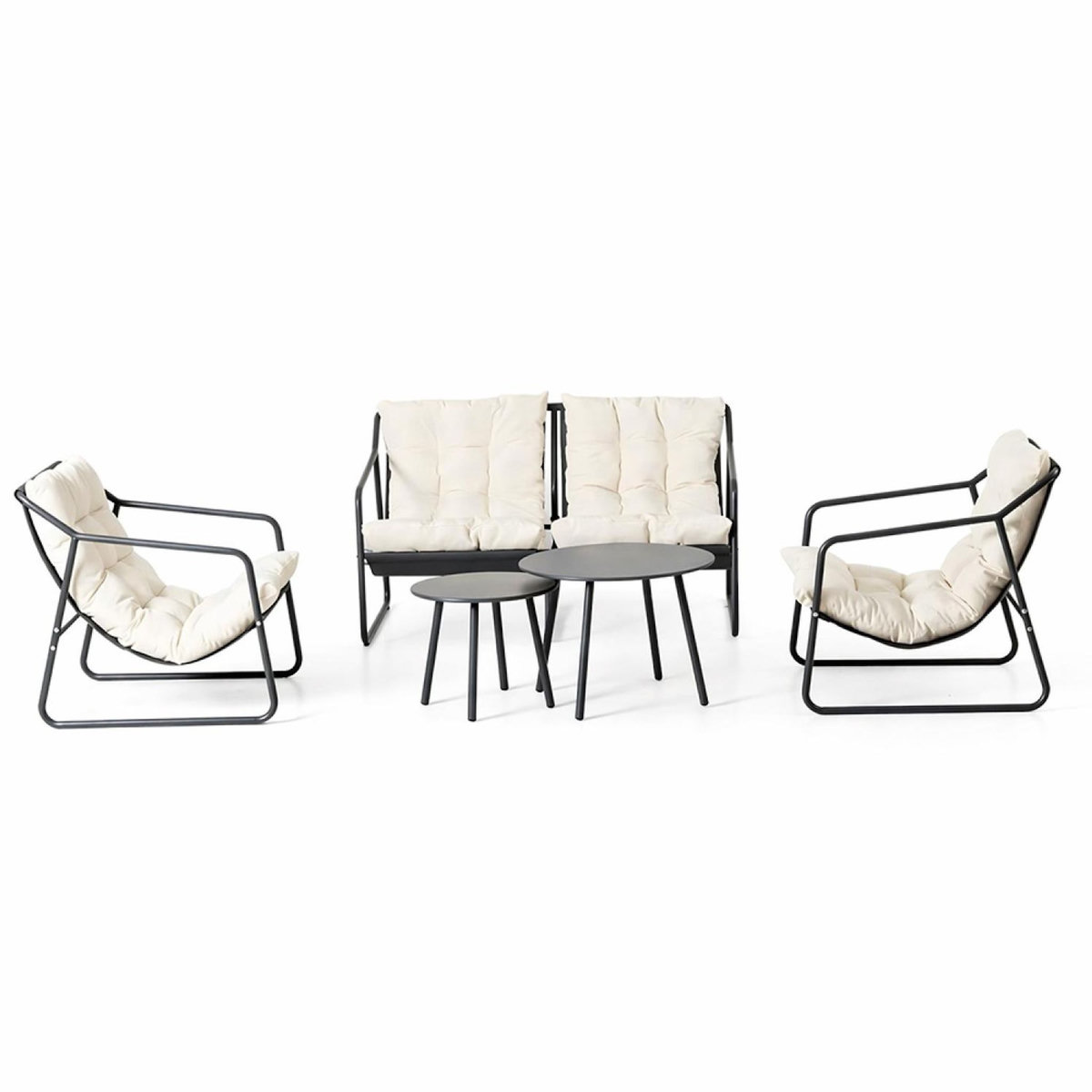 CONCEPT USINE Salon de jardin 4 places gris et beige avec tables basses ATRANI