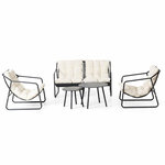 CONCEPT USINE Salon de jardin 4 places gris et beige avec tables basses ATRANI