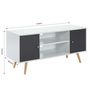 Voir la diapositive 4 : Meuble TV  2 portes pieds bois massif L116cm MALMO