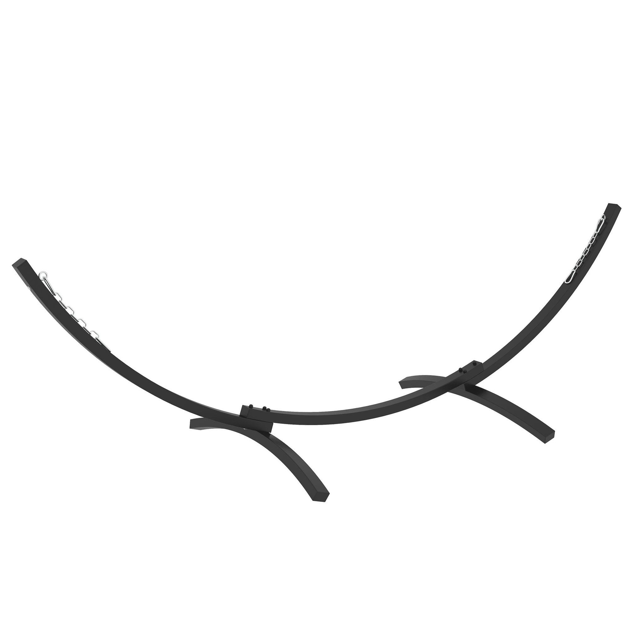 OUTSUNNY Support pied de hamac structure robuste - L. 360 cm pour hamacs L. 270-330 cm - métal époxy gris