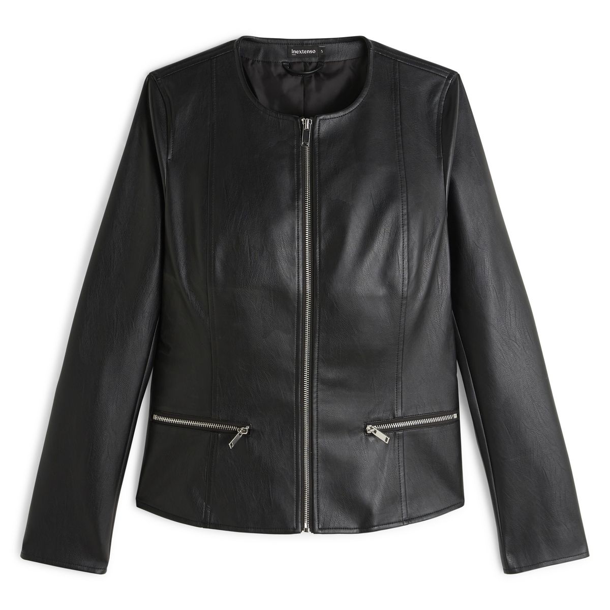 INEXTENSO Veste en cuir noir femme