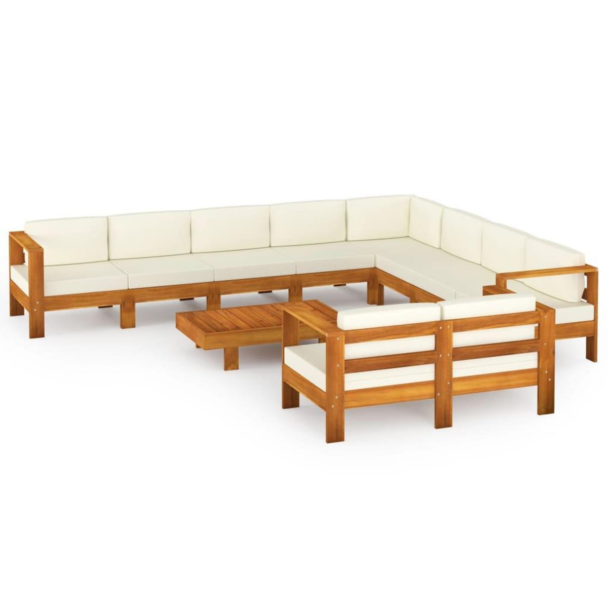 VIDAXL Salon de jardin 10 pieces avec coussins 100 x 60 cm Bois d'acacia
