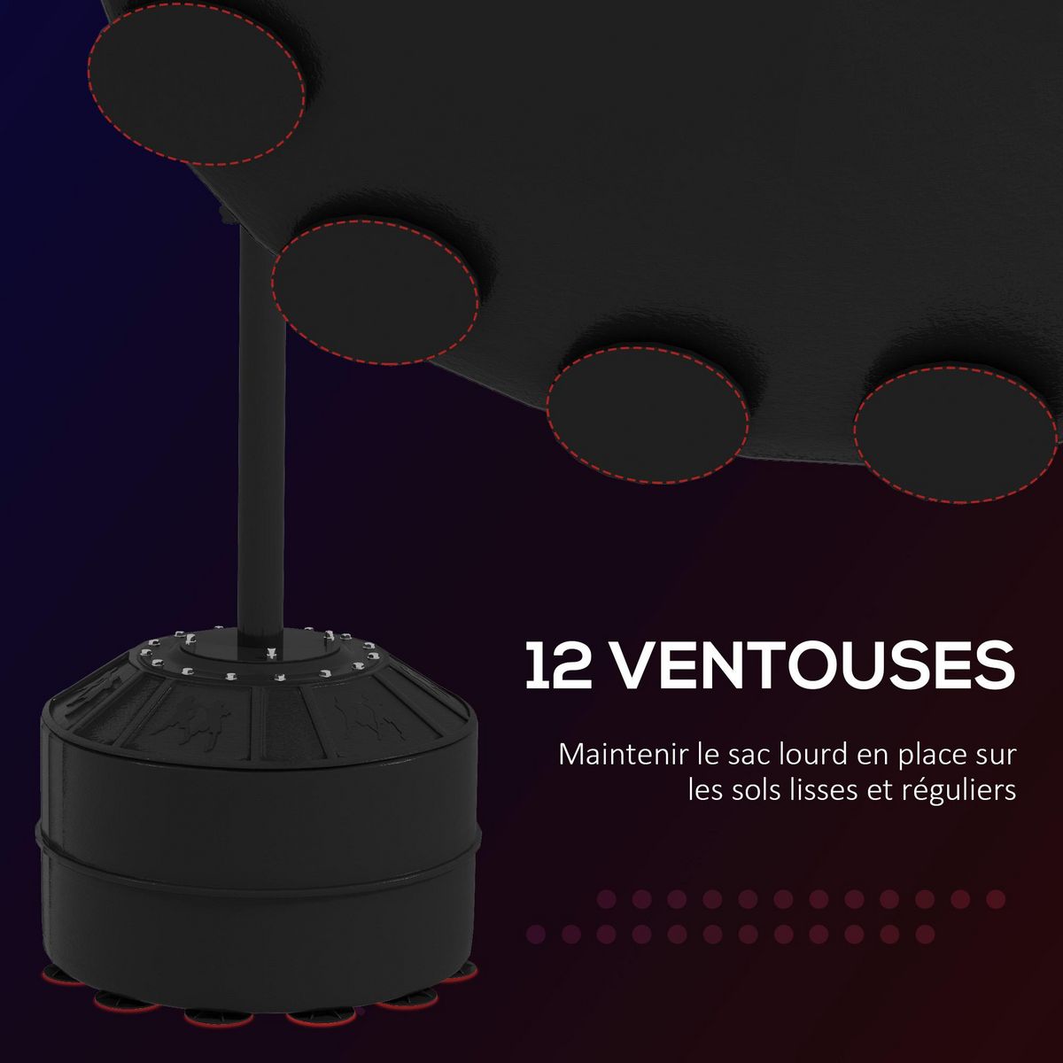 HOMCOM Punching ball avec socle lestable barre de réflexe et pompe - hauteur réglable 160-205 cm - noir