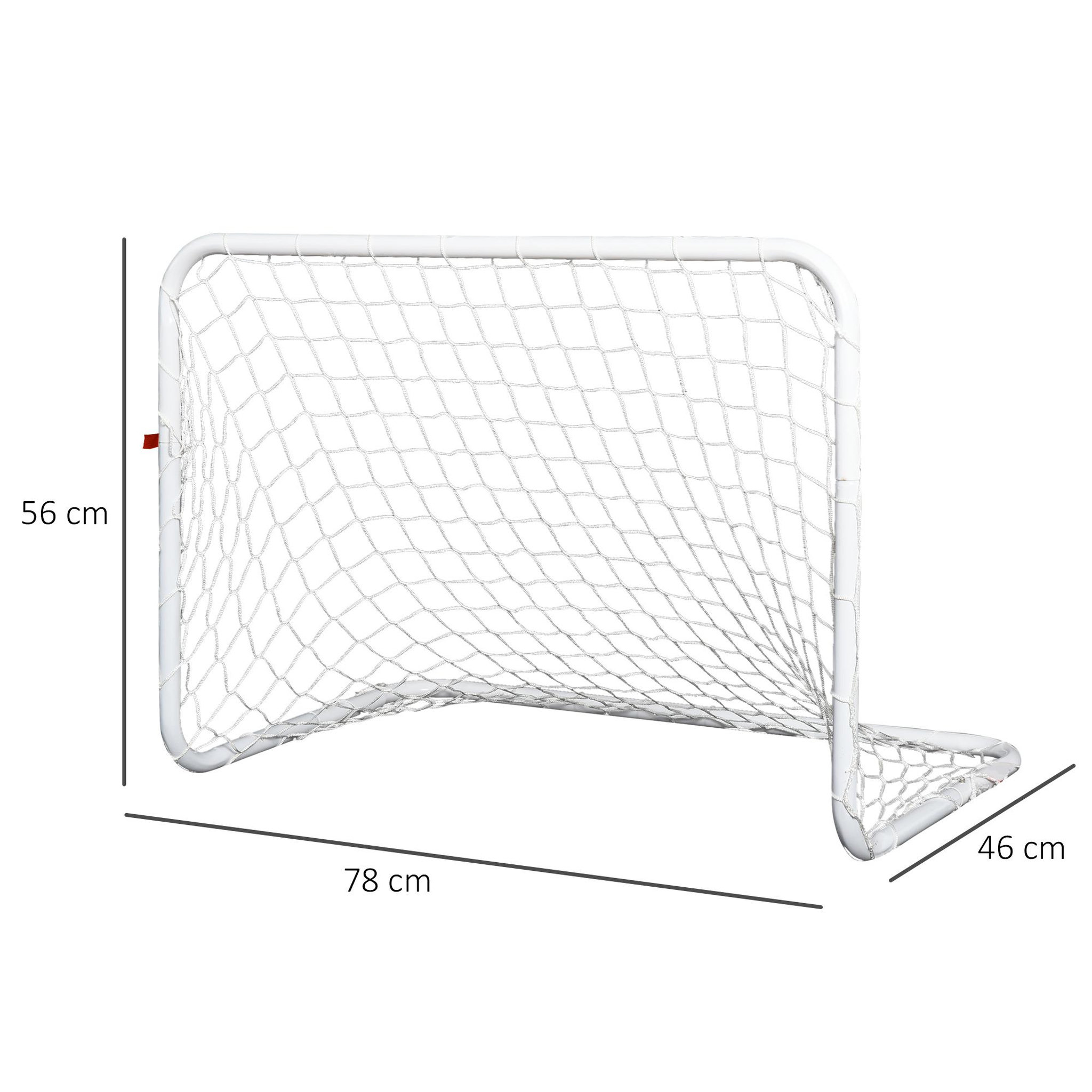 Voir la diapositive 3 : HOMCOM Set de 2 mini cages de football pour enfant - ballon, pompe, piquets inclus - 78L x 46l x 56H cm - métal blanc