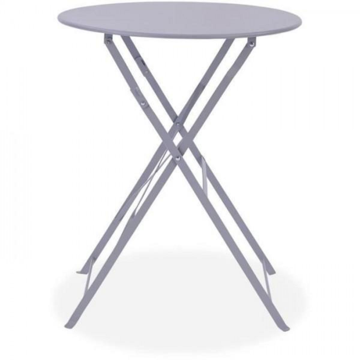 MARKET24 Set bistrot - Ensemble repas de jardin - Table pliante Diam.60 cm + 2 chaises - Acier thermolaqué - Gris
