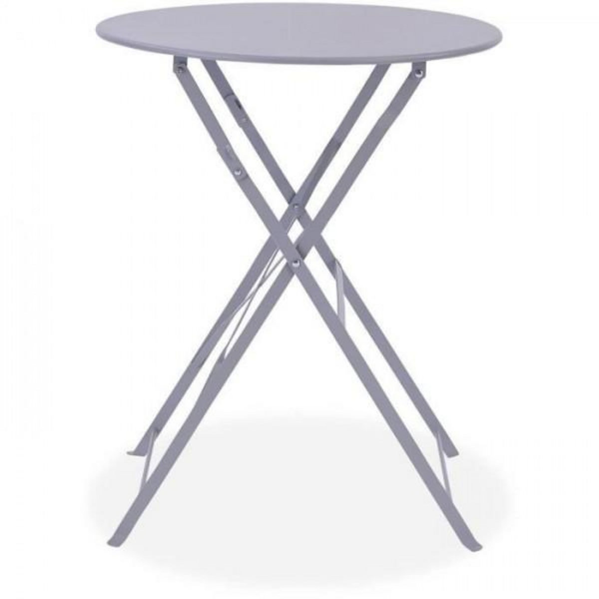 MARKET24 Set bistrot - Ensemble repas de jardin - Table pliante Diam.60 cm + 2 chaises - Acier thermolaqué - Gris