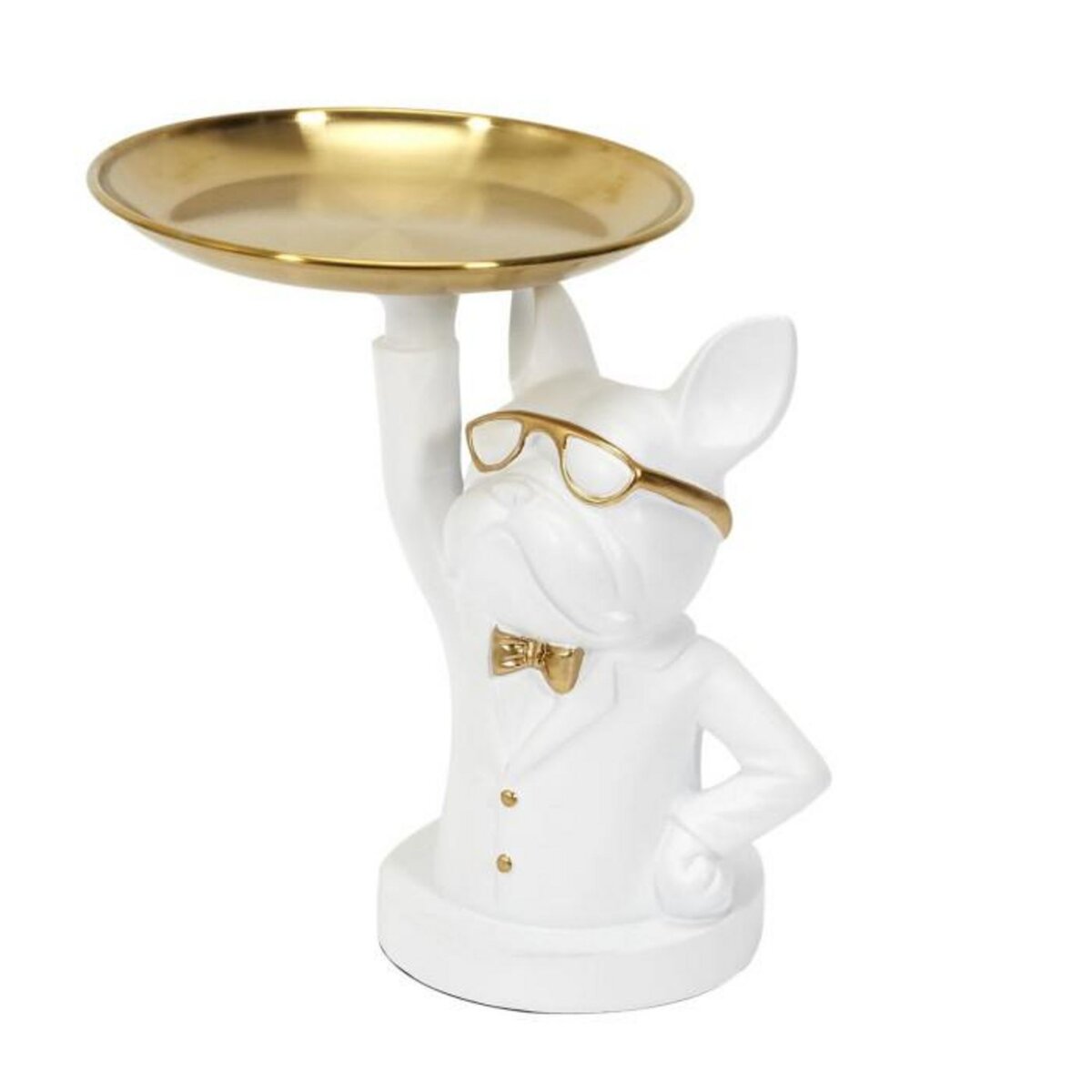 Paris Prix Statuette & Vide-Poche  Bulldog II  21cm Blanc