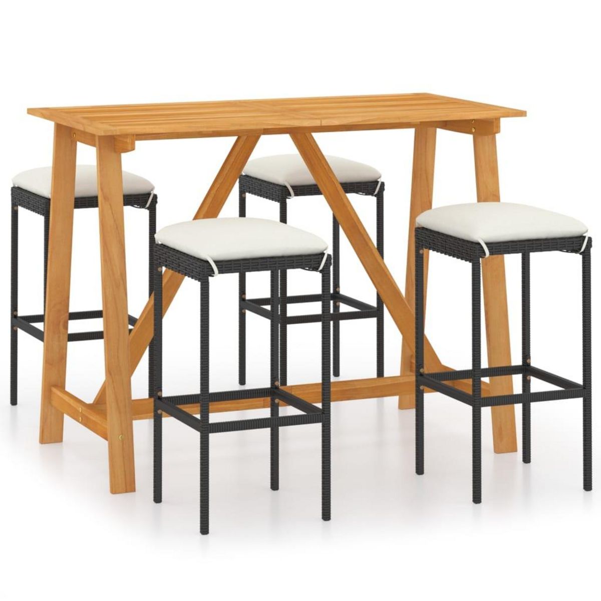 VIDAXL Ensemble de bar de jardin avec coussins 5 pcs Noir