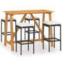 Voir la diapositive 2 : VIDAXL Ensemble de bar de jardin avec coussins 5 pcs Noir