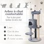 Voir la diapositive 6 : PAWHUT Arbre à chats multi-équipements griffoirs grattoirs plateformes niche jeu boule suspendue Ø 48 x 104H cm gris
