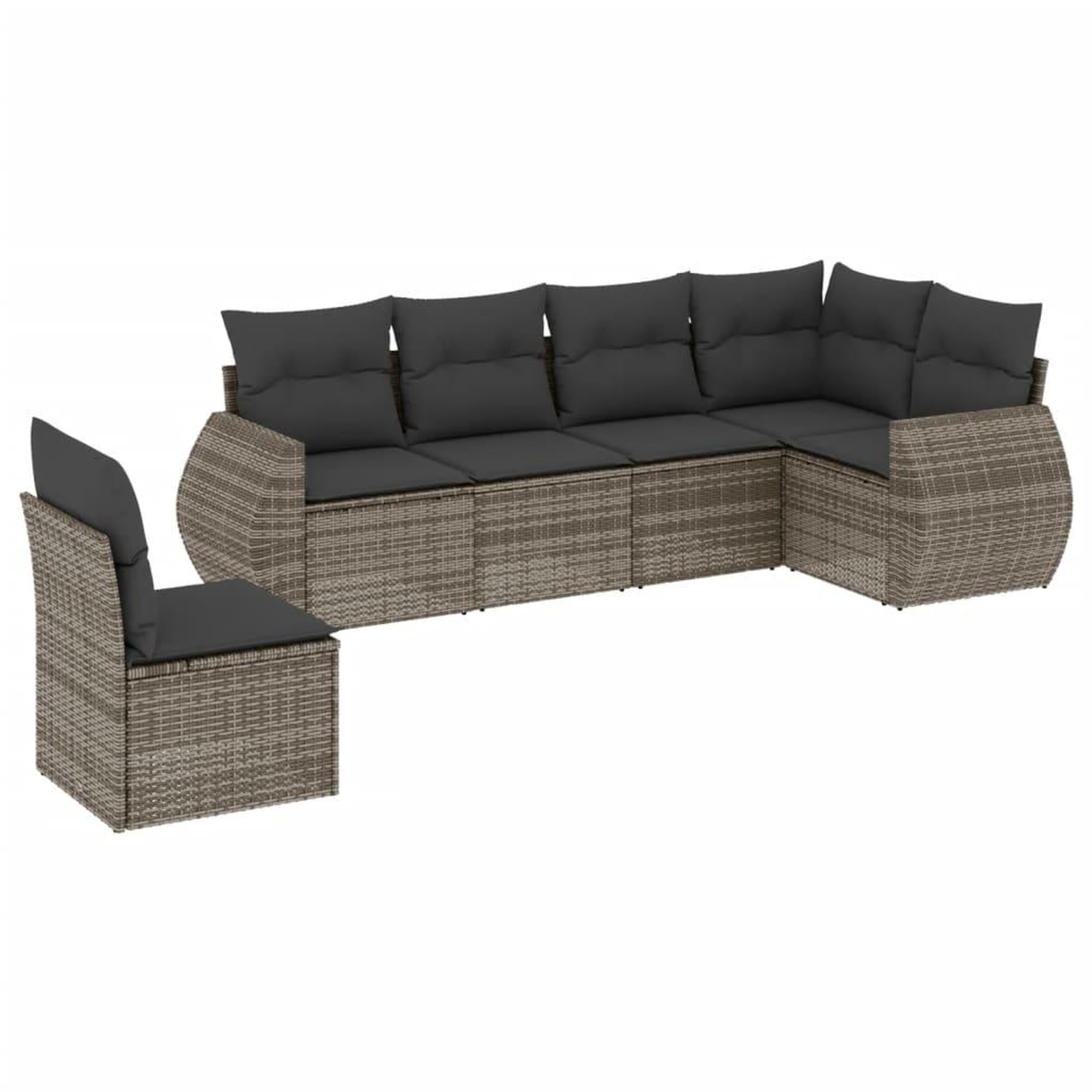 Voir la diapositive 2 : VIDAXL Salon de jardin 6 pcs avec coussins gris resine tressee