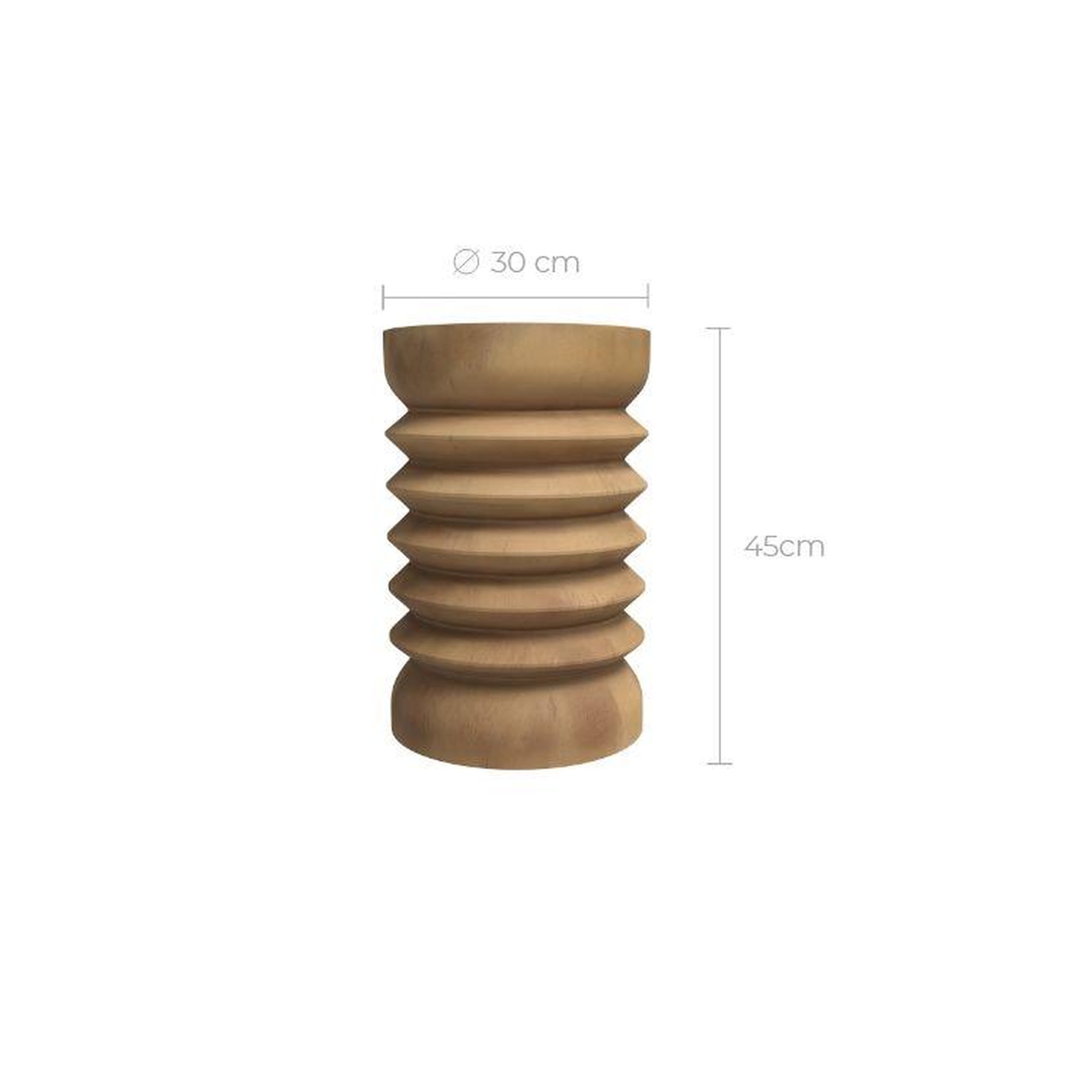 Voir la diapositive 4 : MAISON PAVANE Tabouret rond en bois de suar d30 cm-lewa
