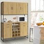 Voir la diapositive 2 : ID MARKET Buffet de cuisine 120 CM DETROIT 5 portes + tiroirs + range-bouteilles design industriel