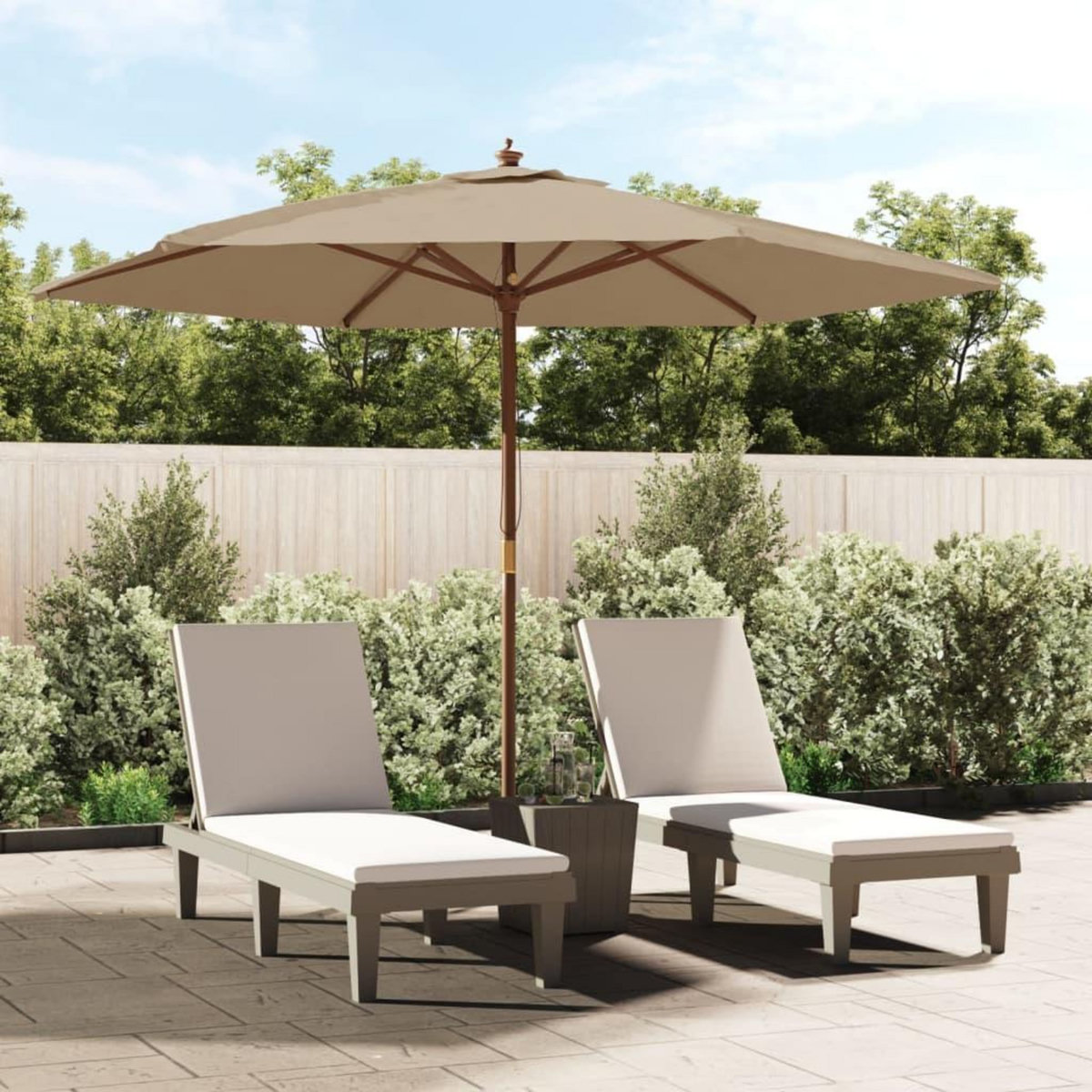 VIDAXL Parasol de jardin avec mat en bois taupe 299x240 cm