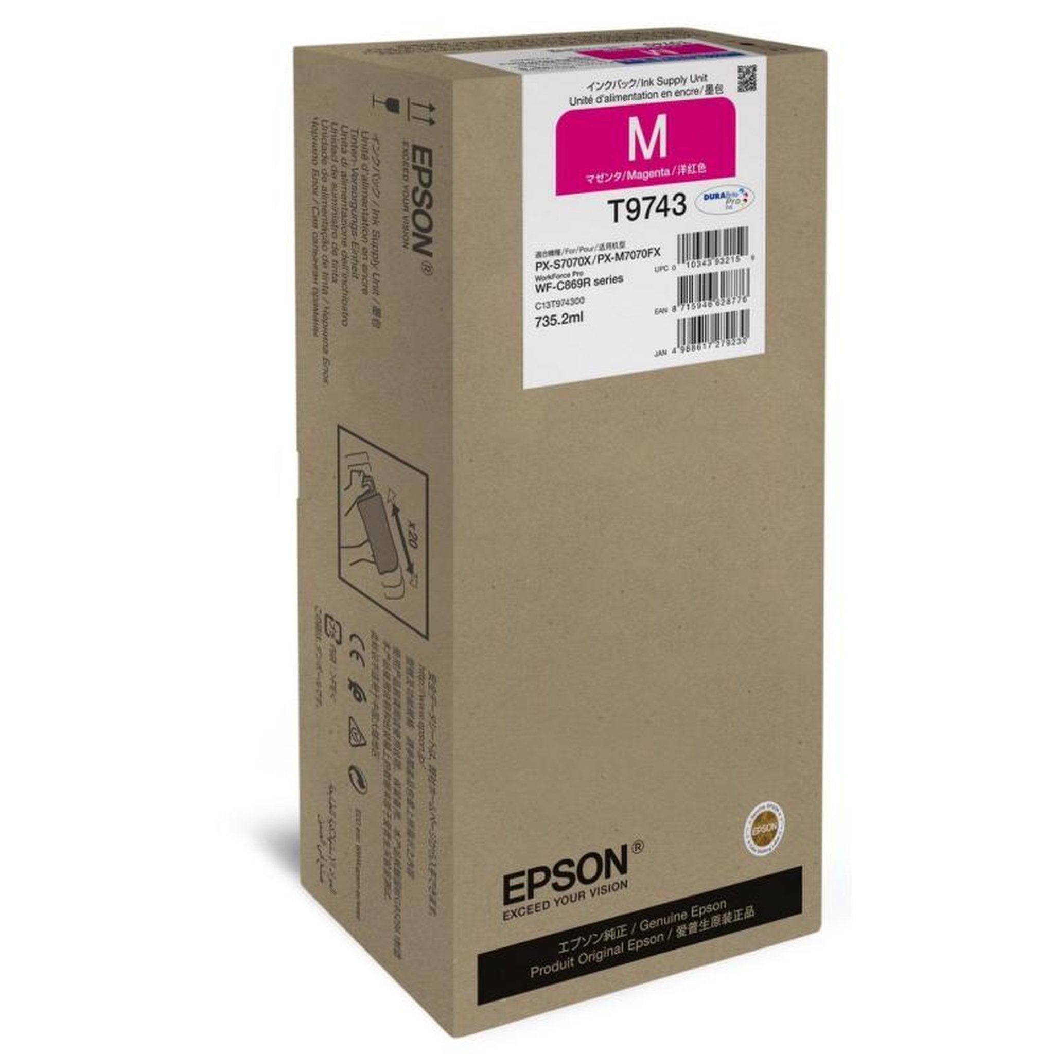 Voir la diapositive 2 : Epson Epson Ink T9743 Magenta XXL (C13T97430N)