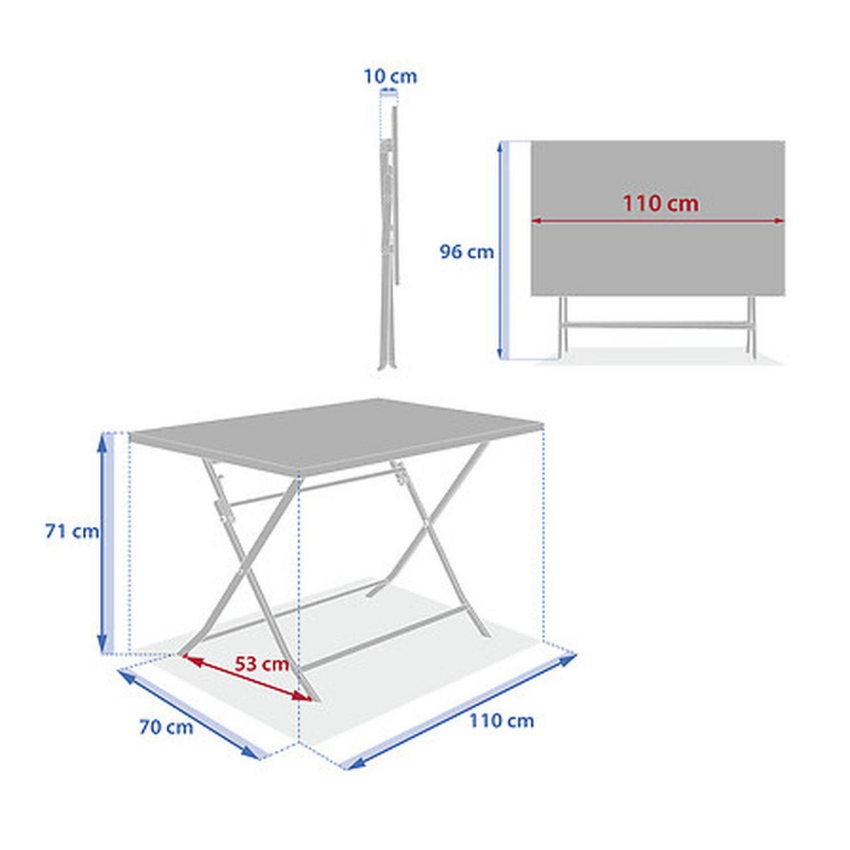HESPERIDE Table de jardin pliante rectangulaire 4 places GREENSBORO - Lie de vin
