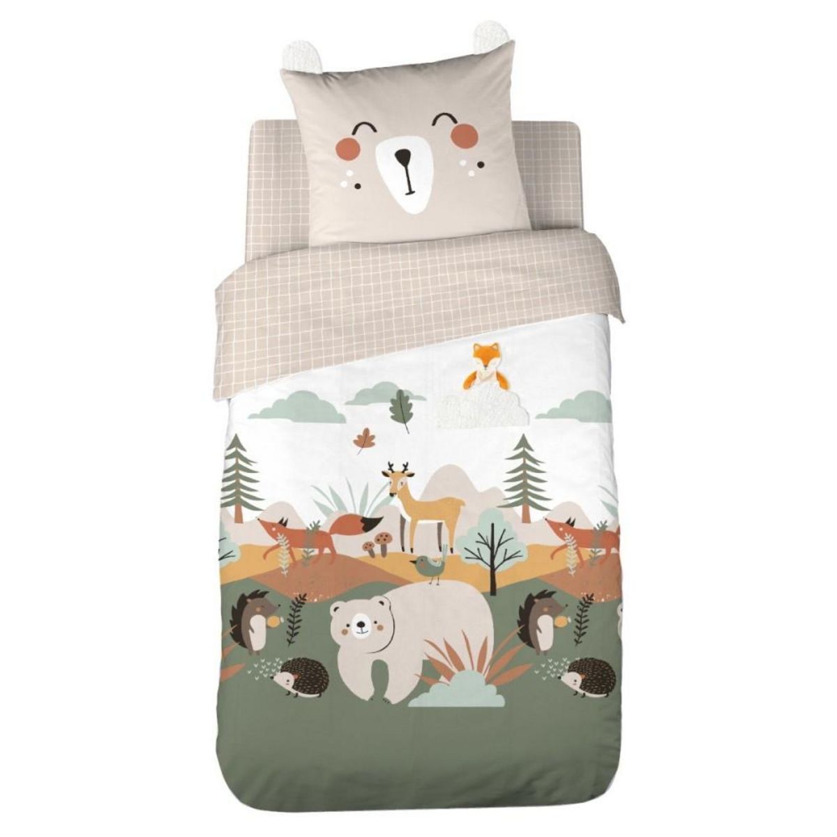 COTE DECO Housse de couette 140x200 + 1 taie FOREST