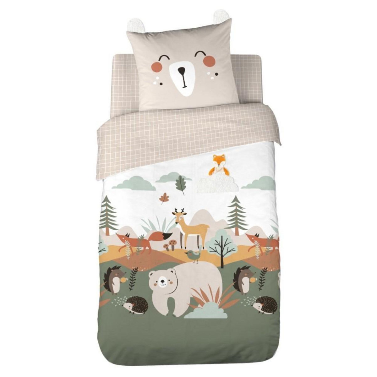 COTE DECO Housse de couette 140x200 + 1 taie FOREST