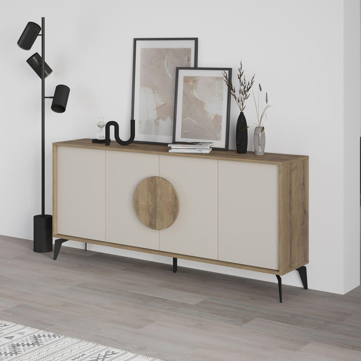 Habitat et Jardin Buffet en bois  Gora Wide  - 180 x 36 x 82 cm - Crème