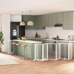 VIDAXL Barriere pour chien porte pliable 9panneaux blanc bois peuplier