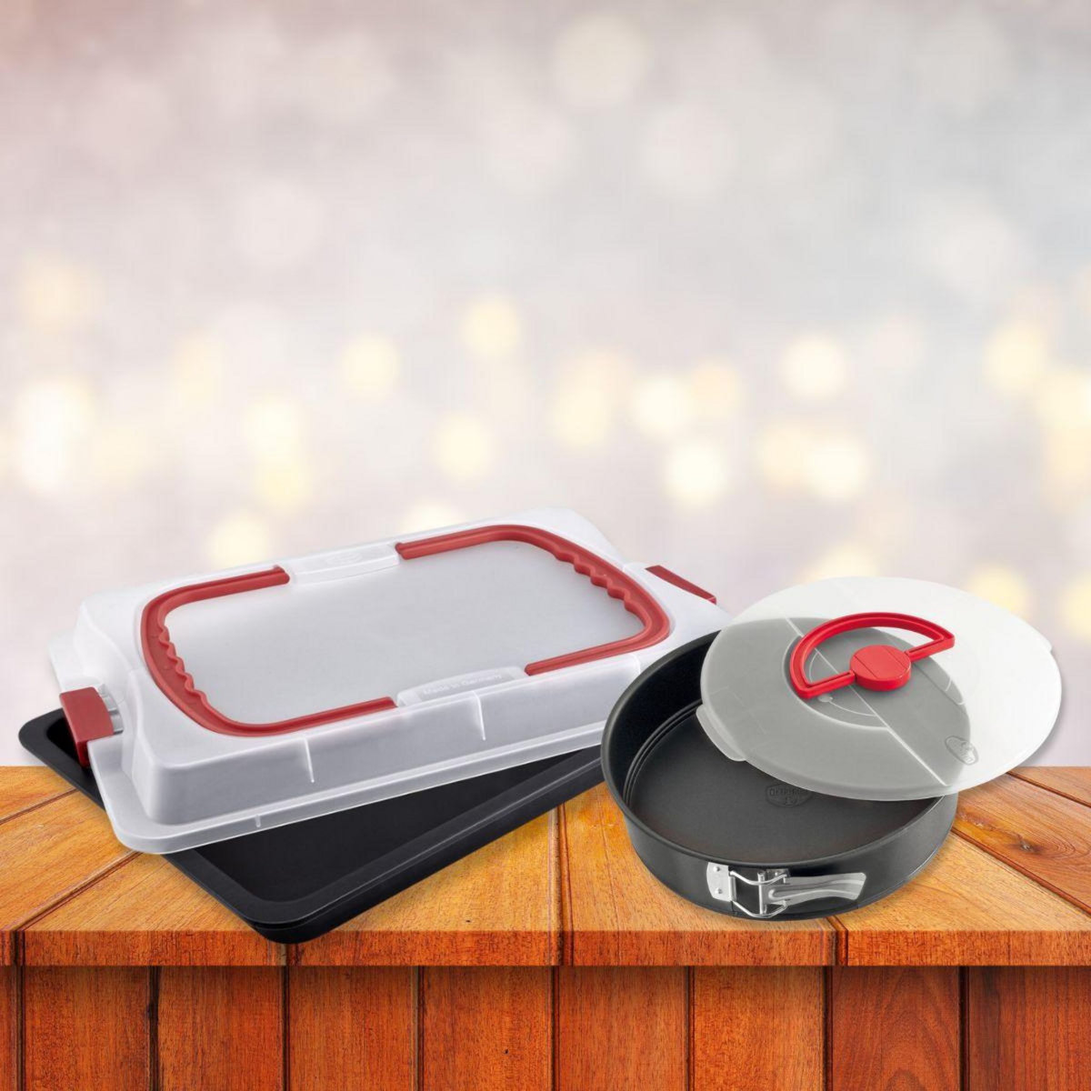 DR.OETKER Plaque de cuisson rectangle avec couvercle et moule à manqué avec couvercle Dr. Oetker Bake and Go