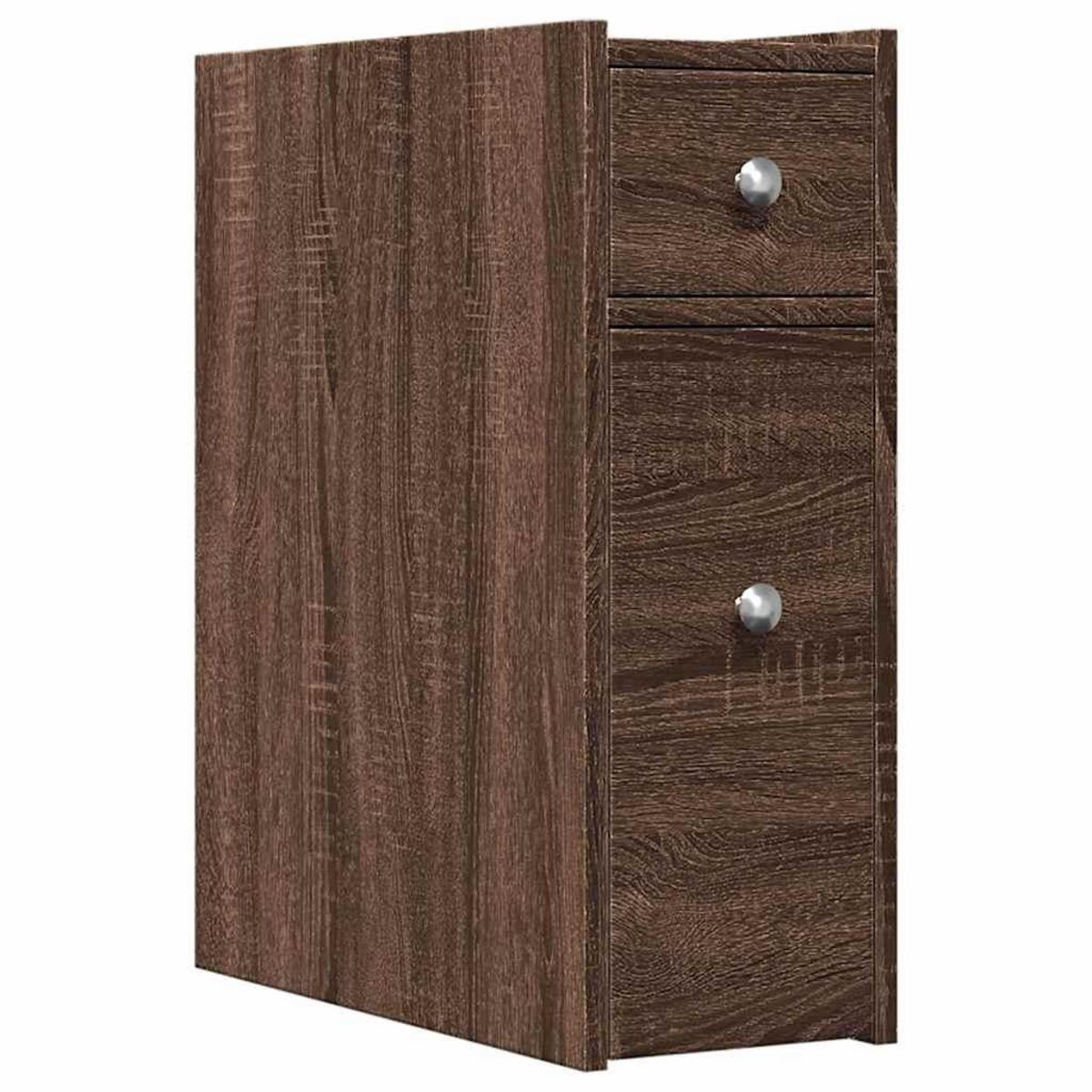 VIDAXL Armoire de salle de bain etroite avec roulettes chene marron
