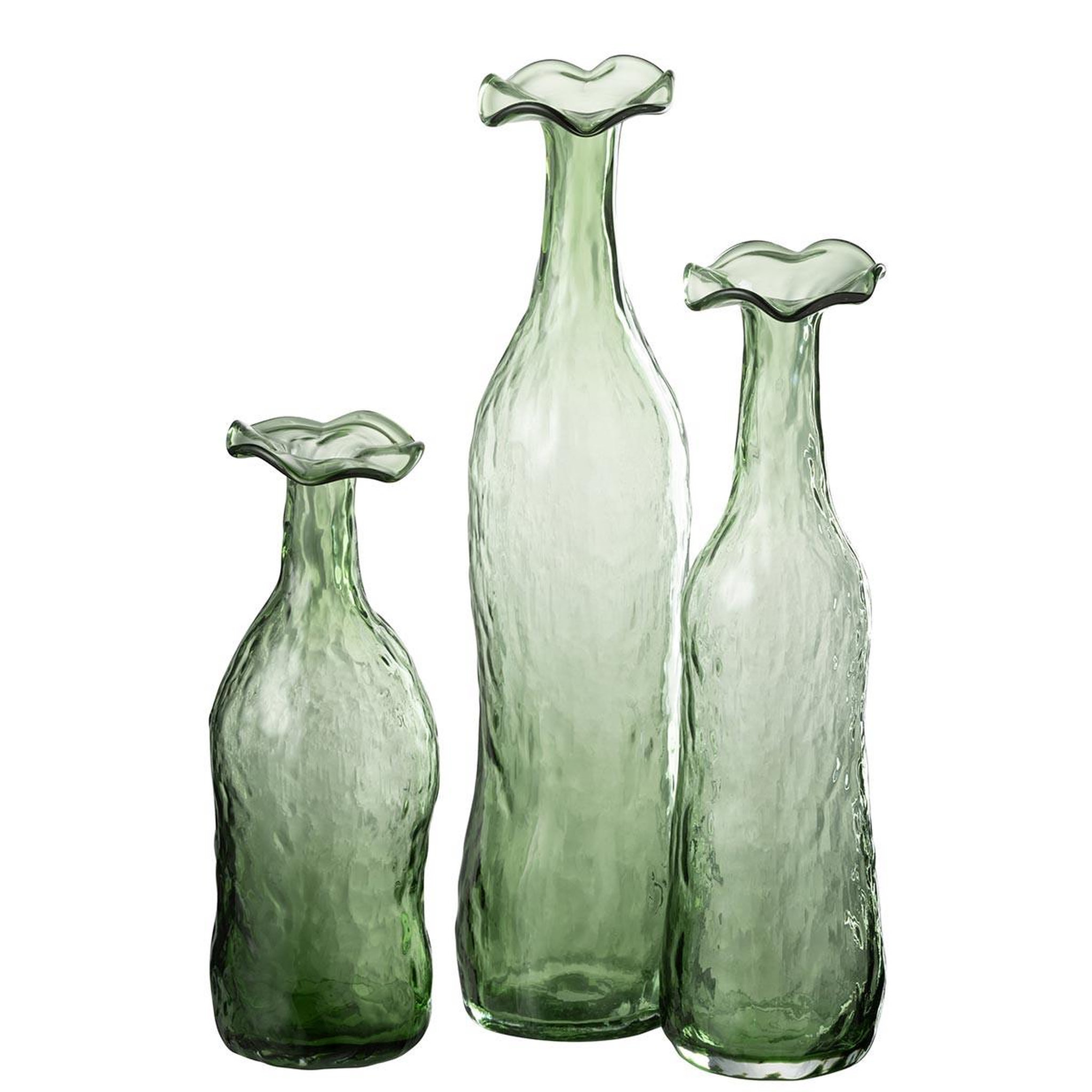 Voir la diapositive 2 : J-LINE Vase Design en Verre  Eclosion  33cm Vert