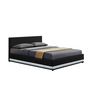 Voir la diapositive 1 : CONCEPT USINE Structure de lit LED avec rangements 140 x 190 cm noir NEWYORK