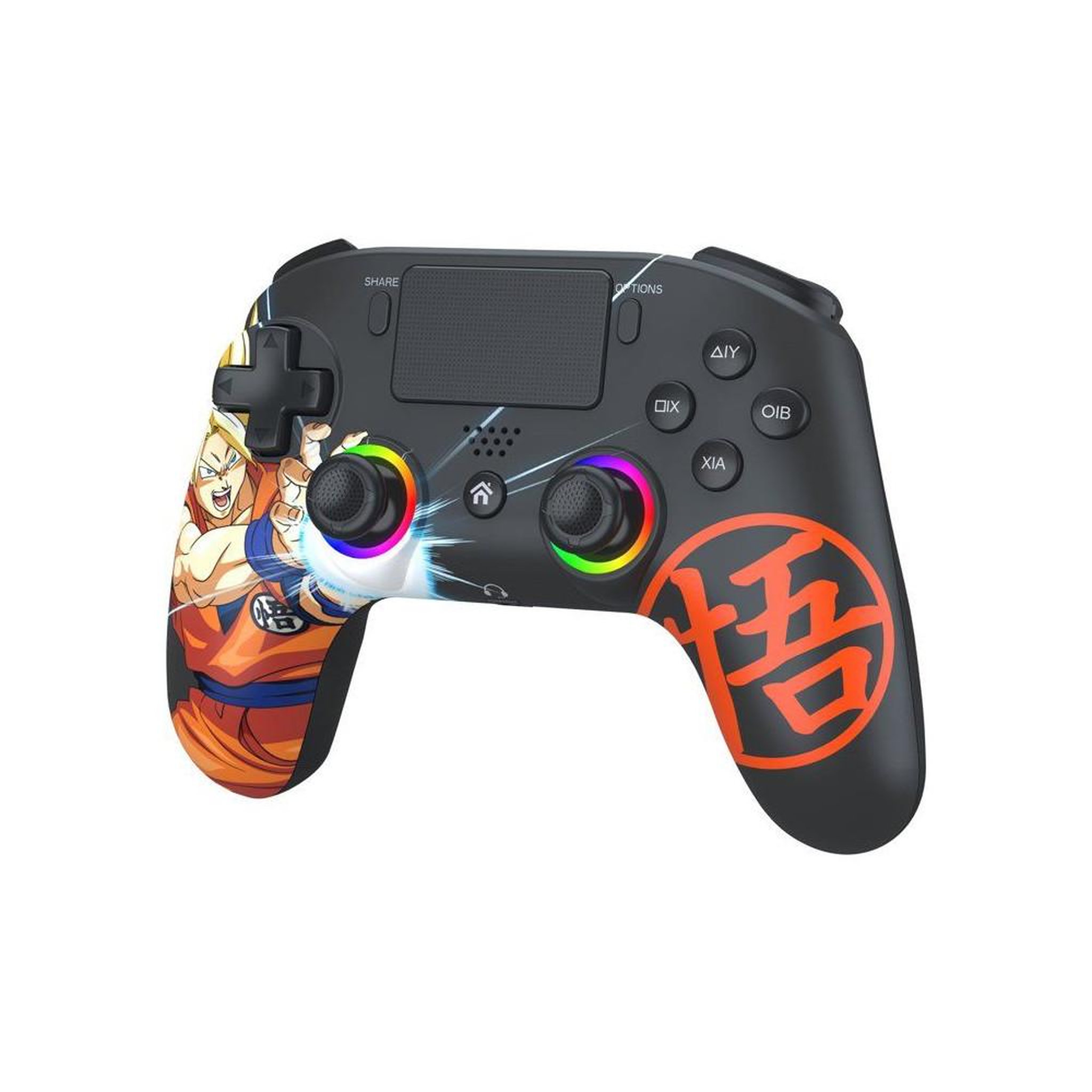 Voir la diapositive 2 : Subsonic Manette sans fil bluetooth ps4 pc noir subsonic dragon ball goku super saiyan avec led rgb haut-parleur et gâchettes arrière turbo