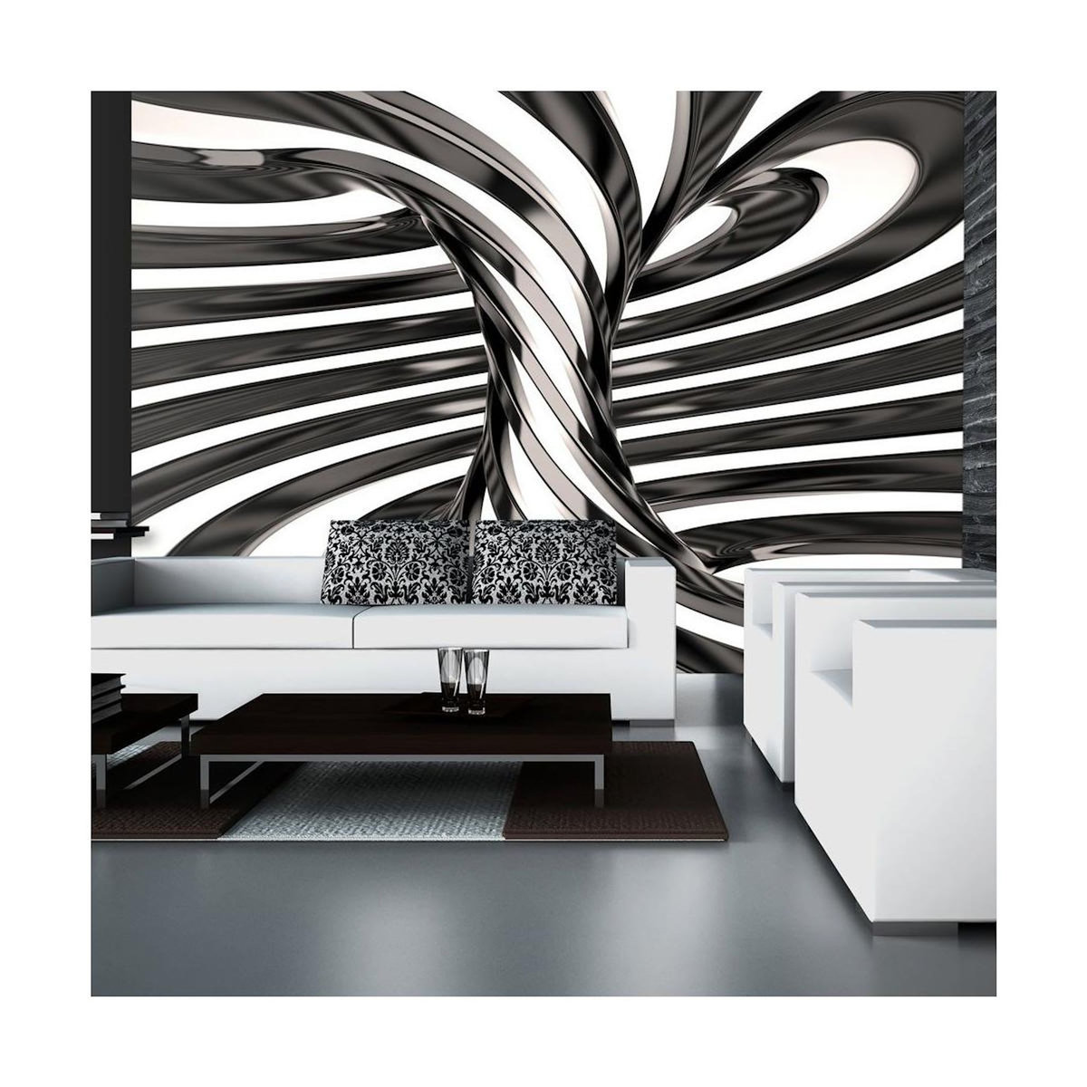 Paris Prix Papier Peint  Black & White Swirl