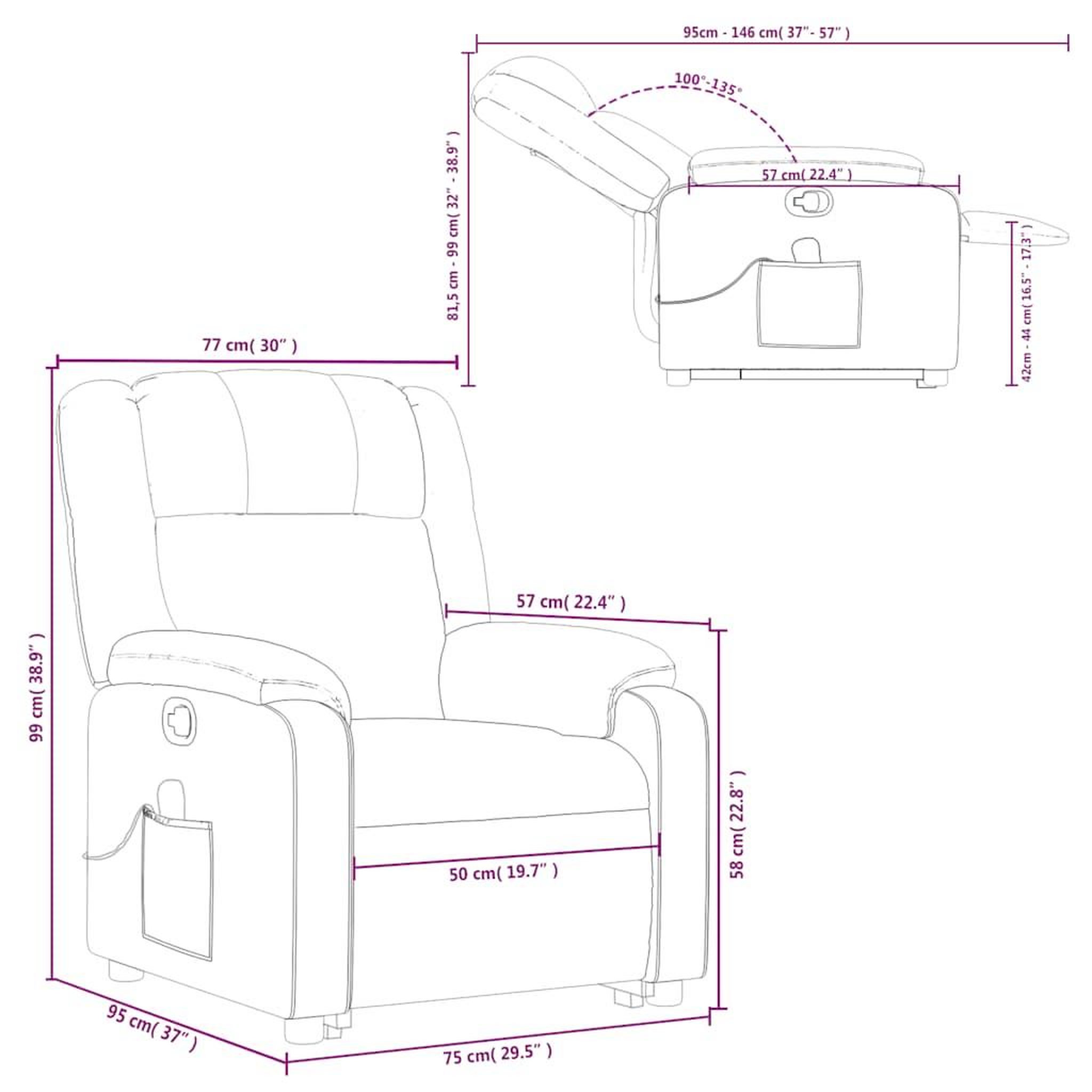 Voir la diapositive 6 : VIDAXL Fauteuil de massage inclinable Gris fonce Tissu