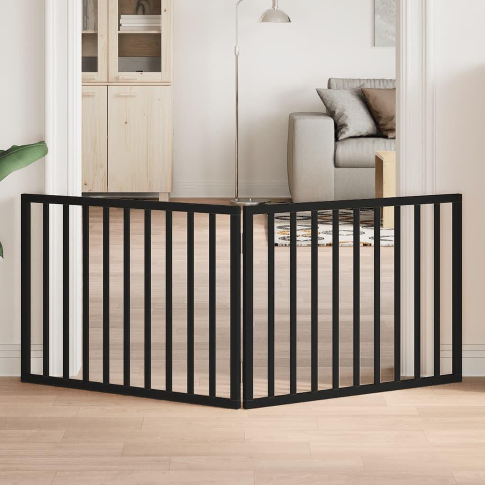 VIDAXL Barriere pour chien pliable 2 panneaux noir bois de peuplier