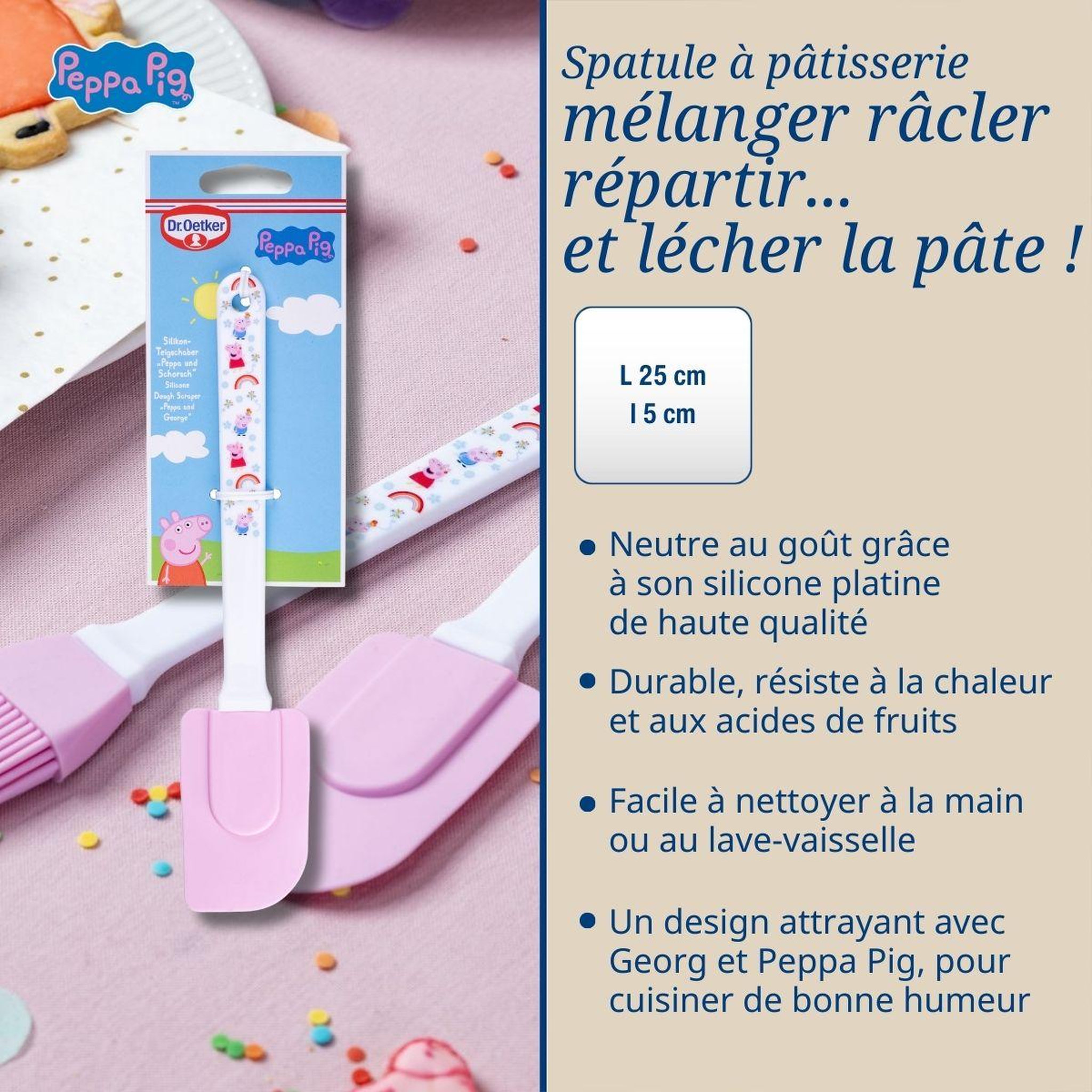 Voir la diapositive 3 : DR.OETKER Spatule à pâte en silicone 25 cm dr. Oetker peppa pig