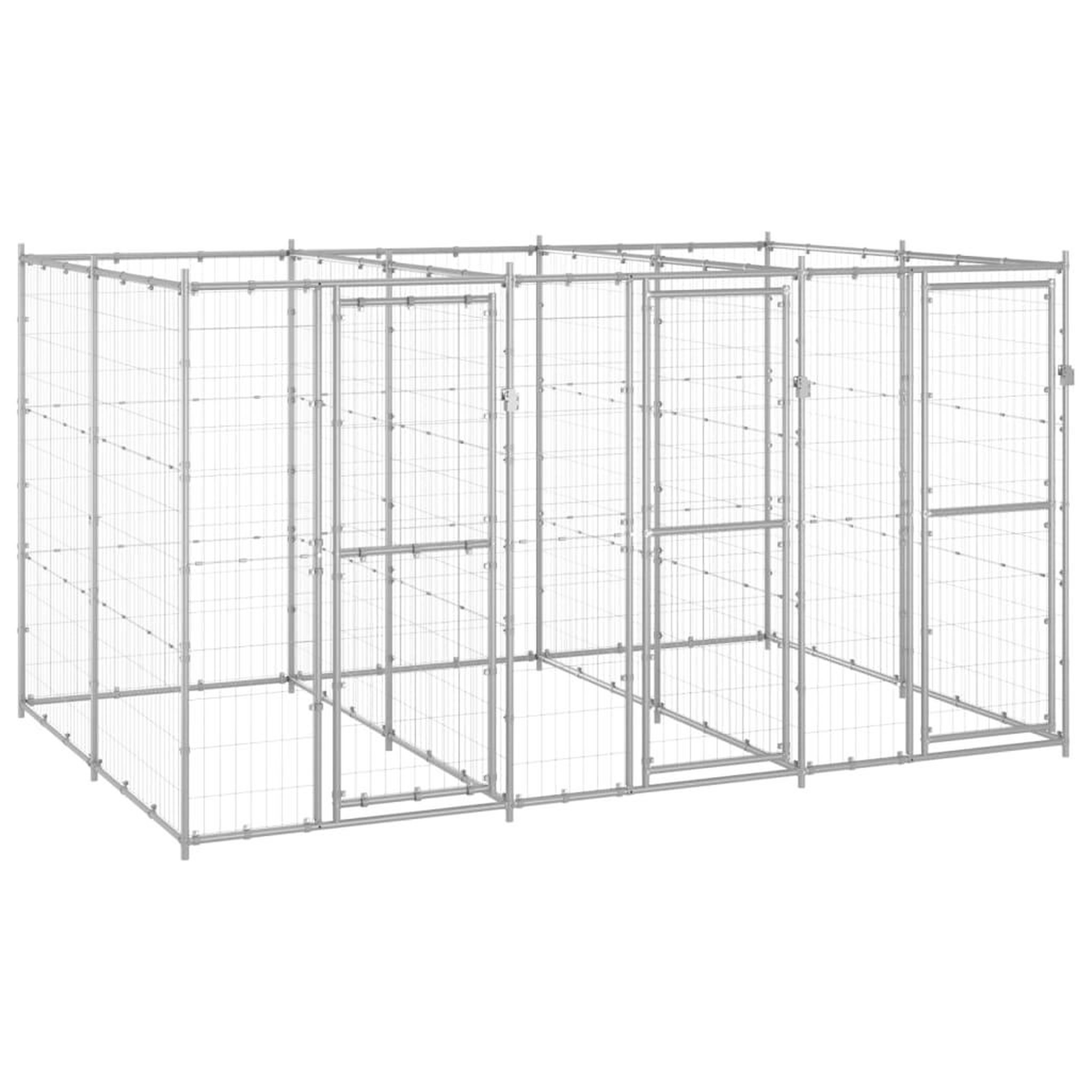 VIDAXL Chenil exterieur Acier galvanise 7,26 m²