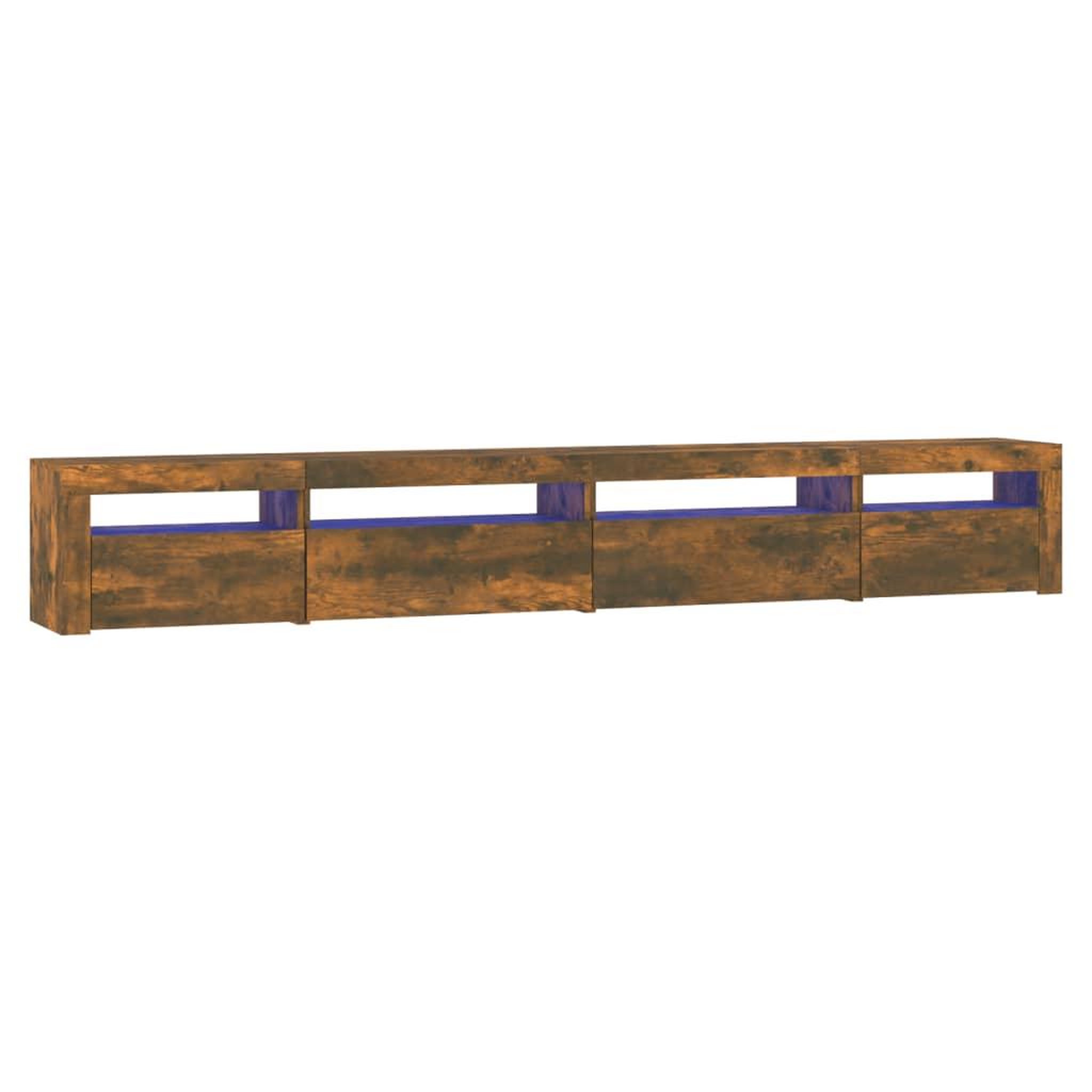 Voir la diapositive 2 : VIDAXL Meuble TV avec lumieres LED Chene fume 270x35x40 cm