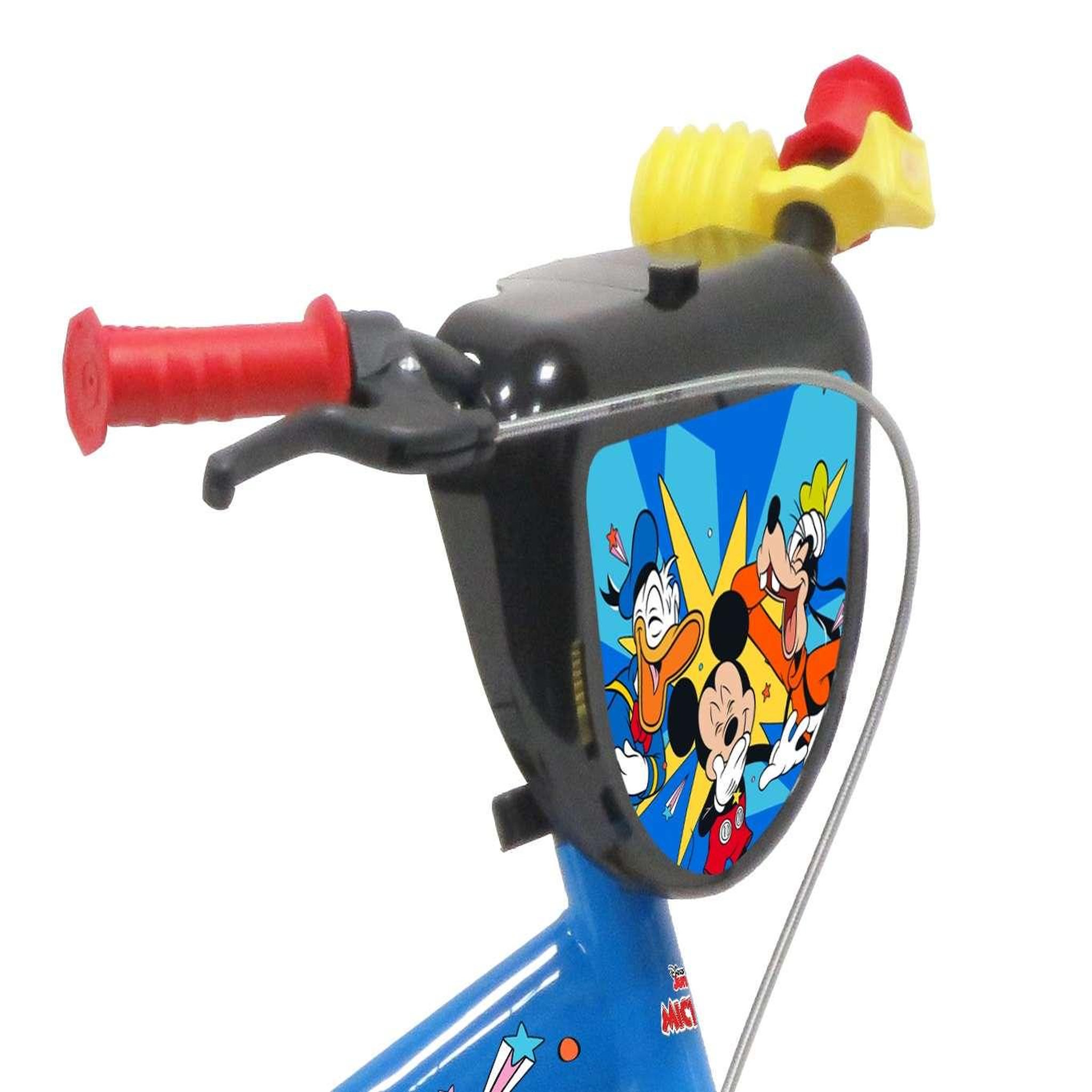 Voir la diapositive 4 : Disney Mickey Vélo enfant 12'' - Modèle  Mickey  pour enfant de 85 à 100 cm - Livré avec stabilisateurs - Plaque décorative avant - 1 frein et roues à bâtons